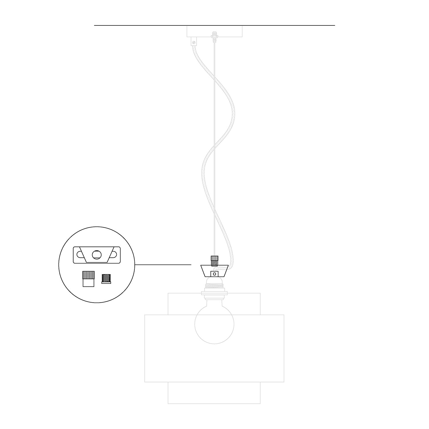 Bilanciatore in metallo con regolazione millimetrica per cavi in acciaio e paralumi - Passo M10x1