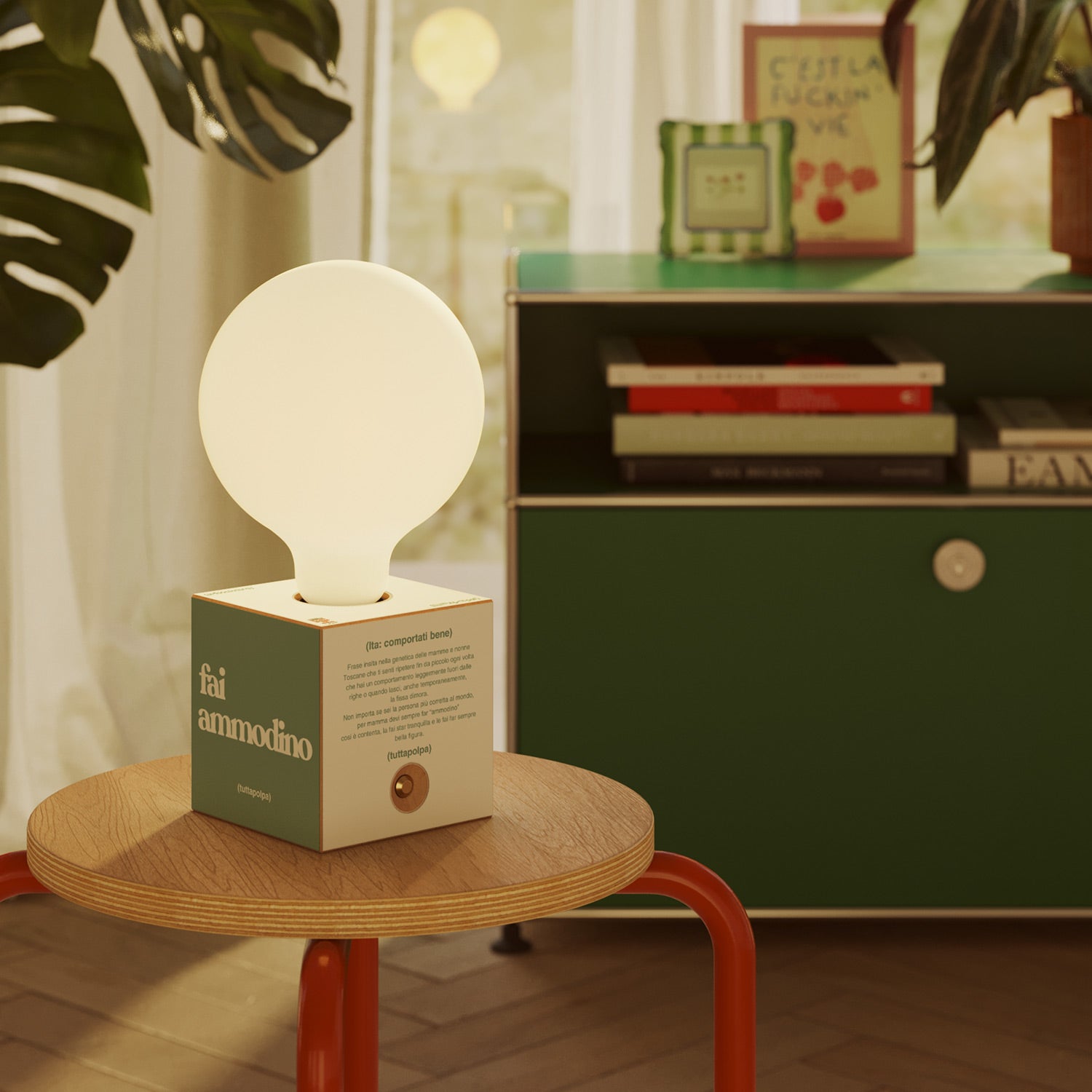 Cabless03 "Fai ammodino" con lampadina globo effetto porcellana - Tuttapolpa