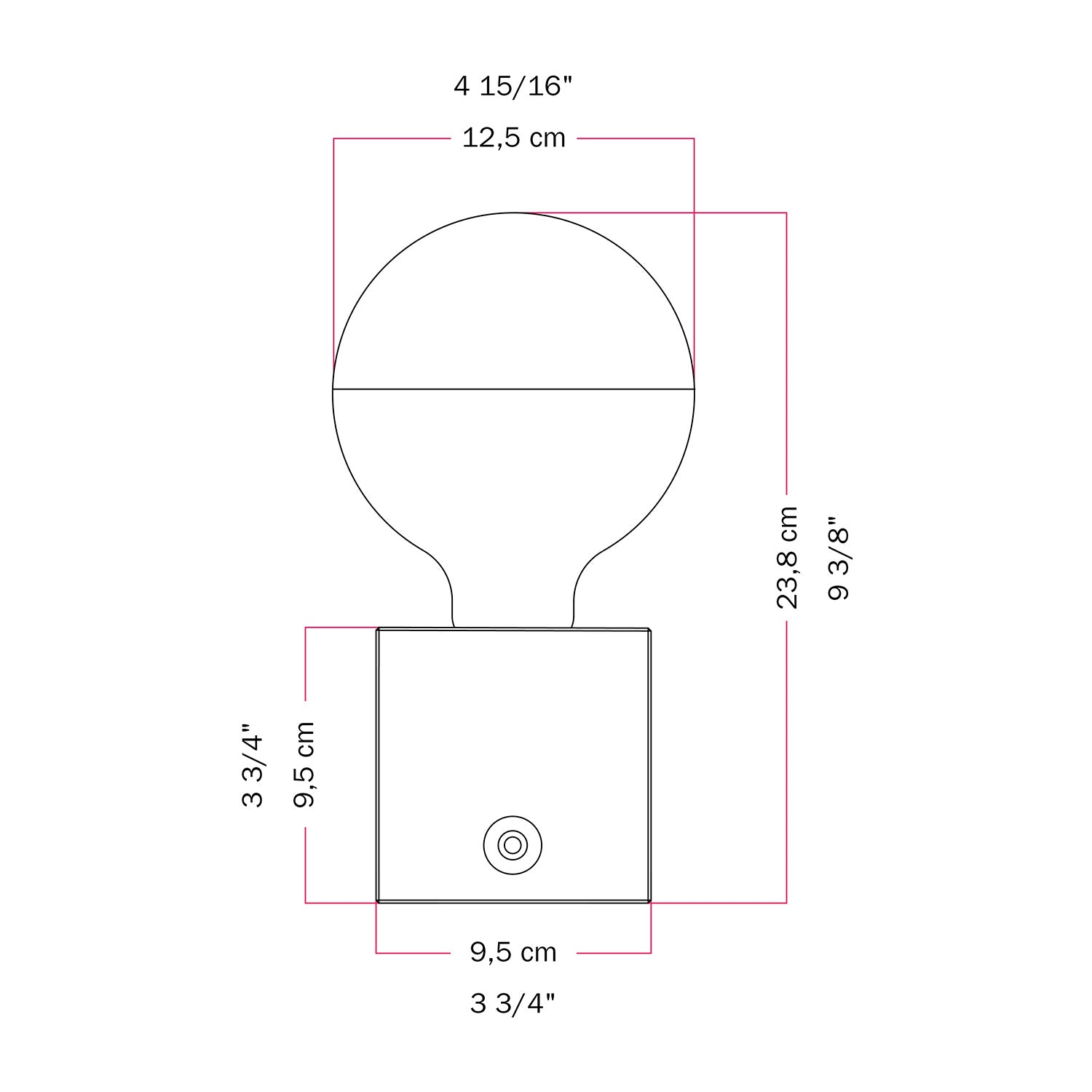 Cabless03 "Bimbi c’è l’onde" con lampadina globo mezza sfera argento - Tuttapolpa