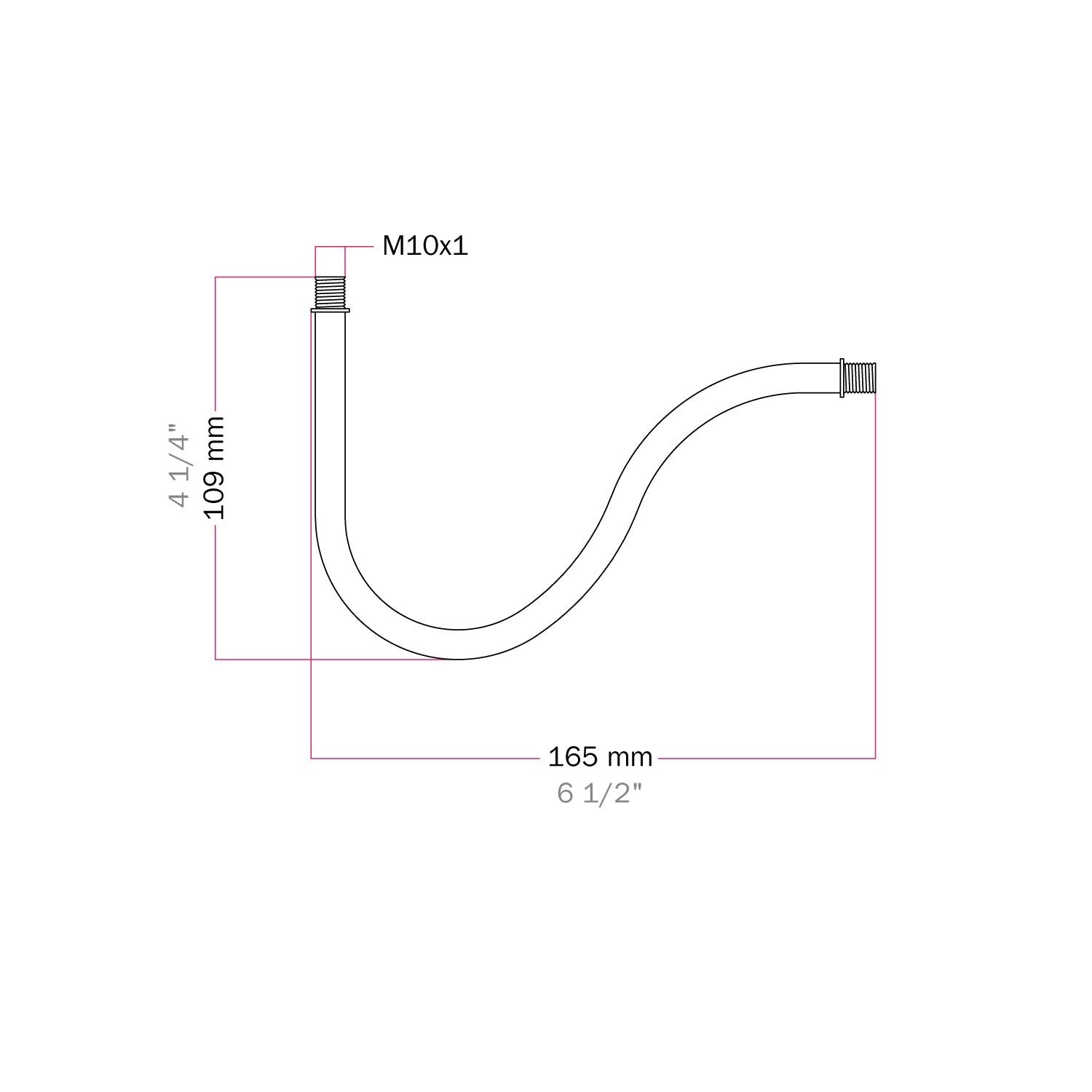 S-tvarovaný ohýbaný predlžovací tubus pre lampu, 16,5 cm, kov – tmavá hrdzavá lakovaná