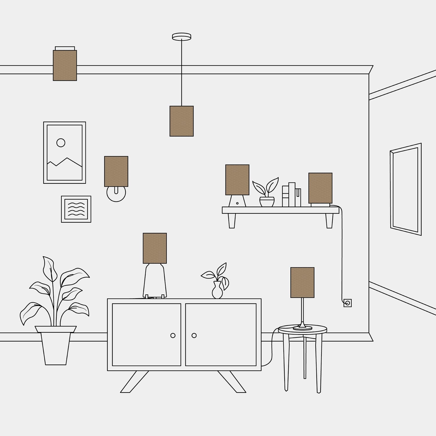 Paralume Cilindro S in tessuto con attacco E27 - Made in Italy - Lana Marrone