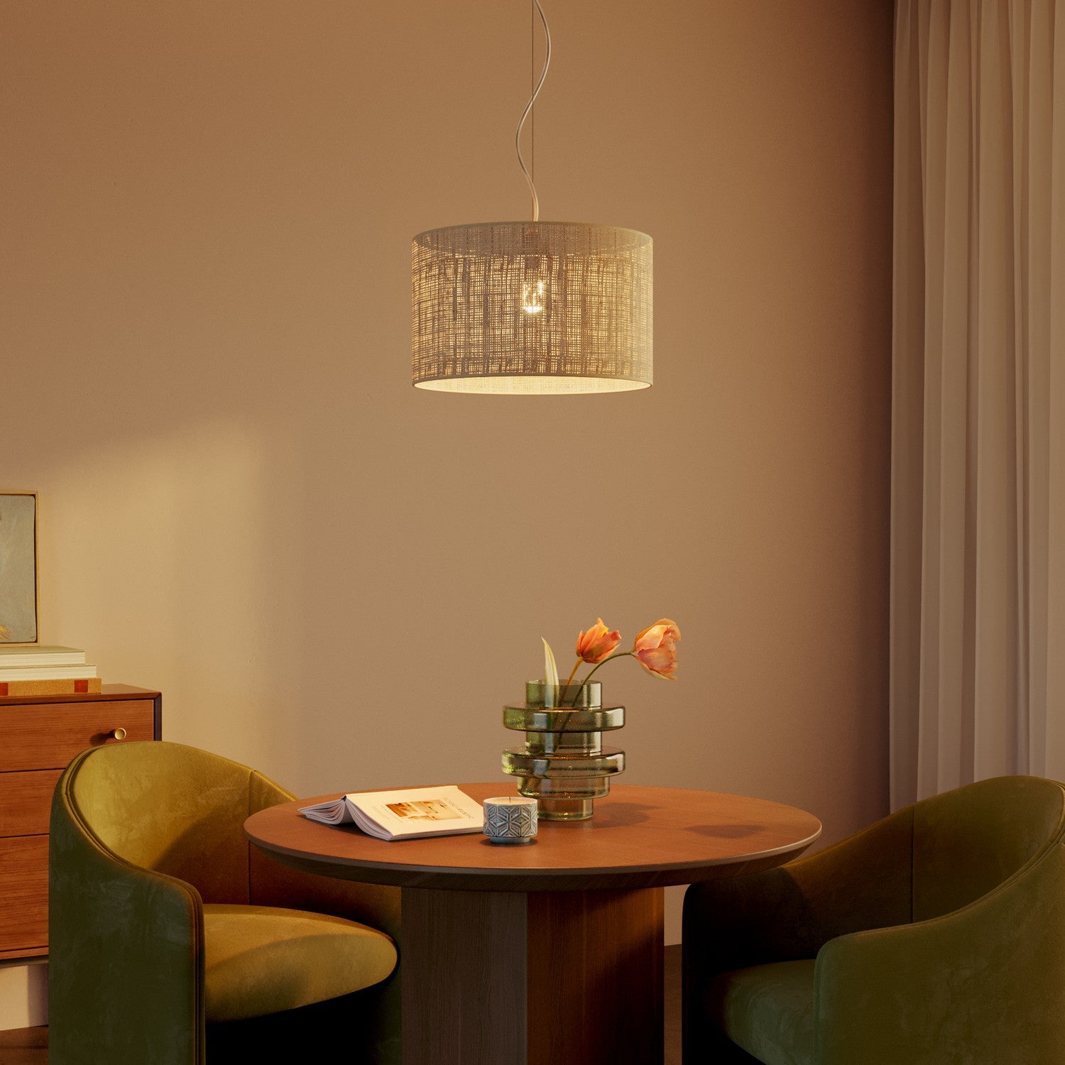 Paralume Cilindro L in tessuto con attacco E27 - Made in Italy - Raphia