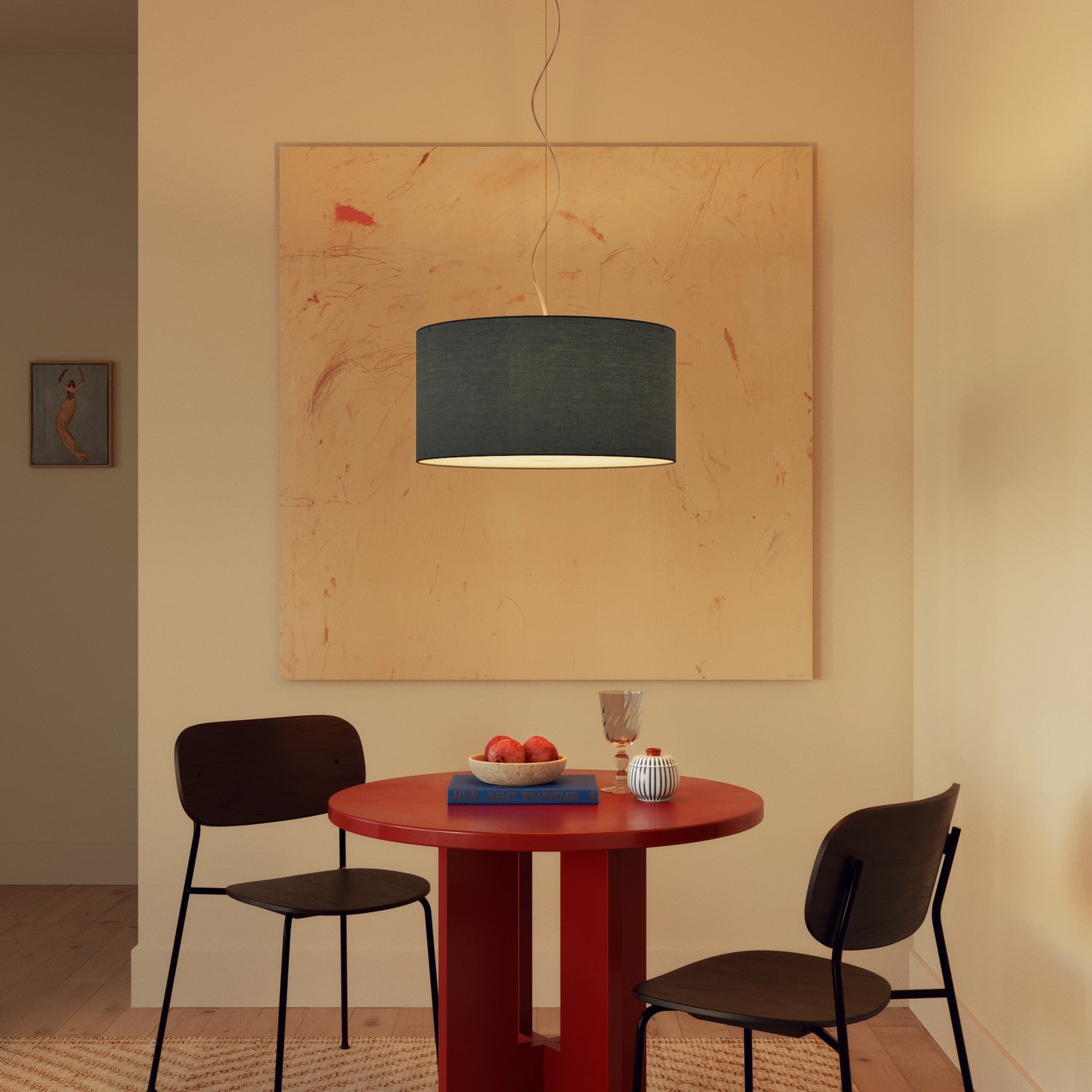 Paralume Cilindro XL in tessuto con attacco E27 - Made in Italy - Teletta Azzurro Severo