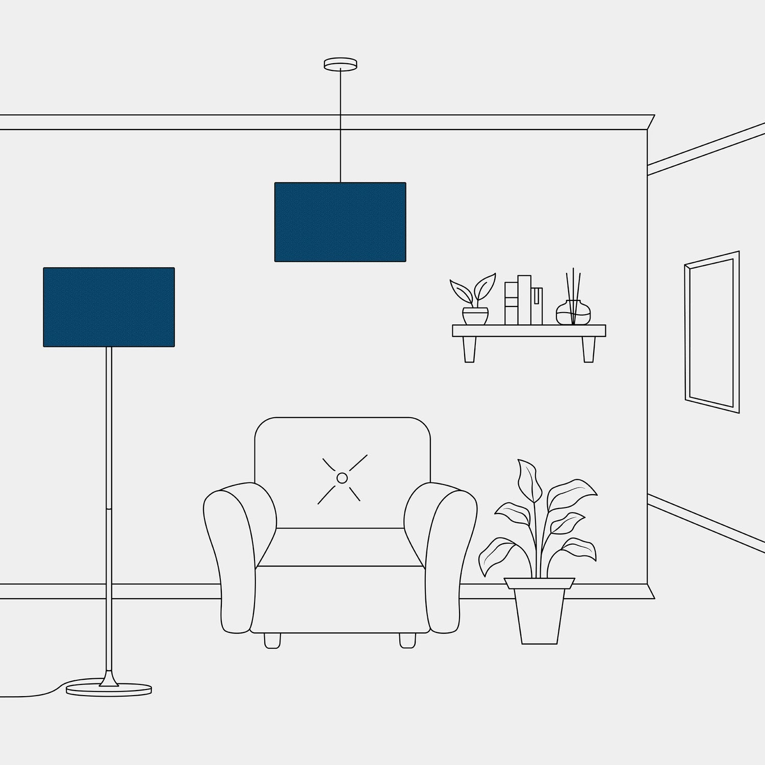 Paralume Cilindro XL in tessuto con attacco E27 - Made in Italy - Lana Blu