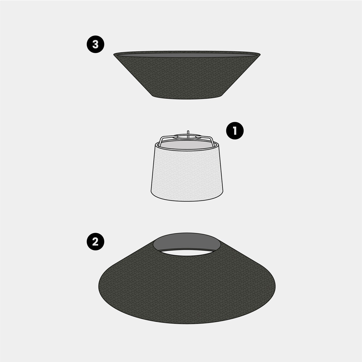 Paralume in tessuto Clessidra per lampada a sospensione - Lana Grigio Scuro Lana sabbia