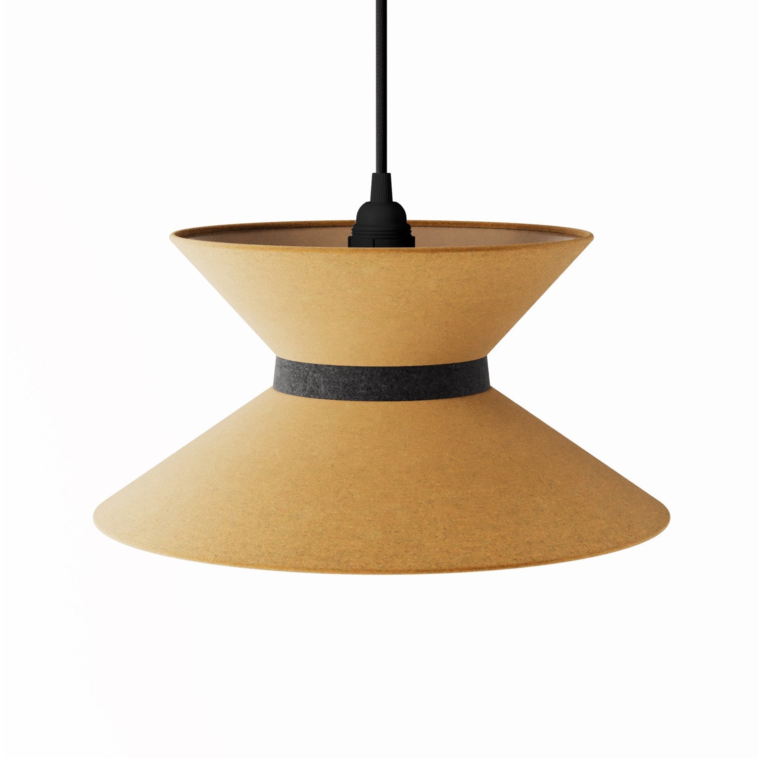 Paralume in tessuto Clessidra per lampada a sospensione - Lana Senape Lana grigio scuro