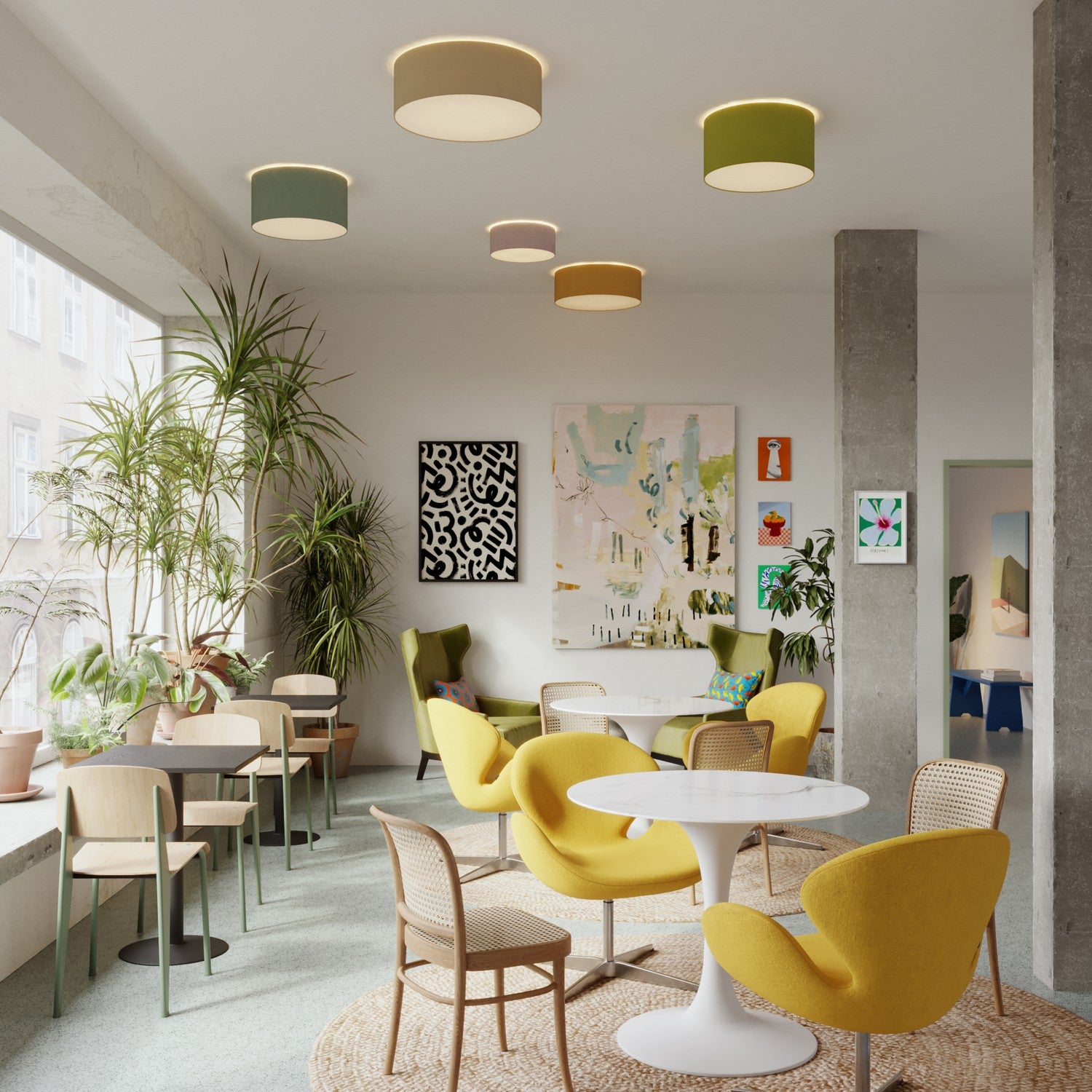 Plafoniera in tessuto Small - Made in Italy - Lana Senape