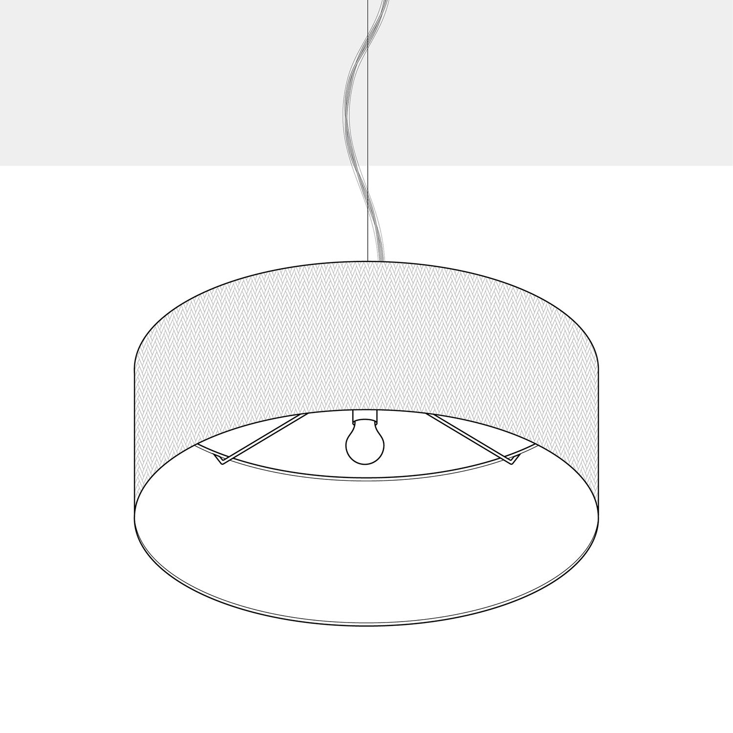 Lampada a sospensione con paralume in tessuto Cilindro Large - Made in Italy - Camelot Marrone No