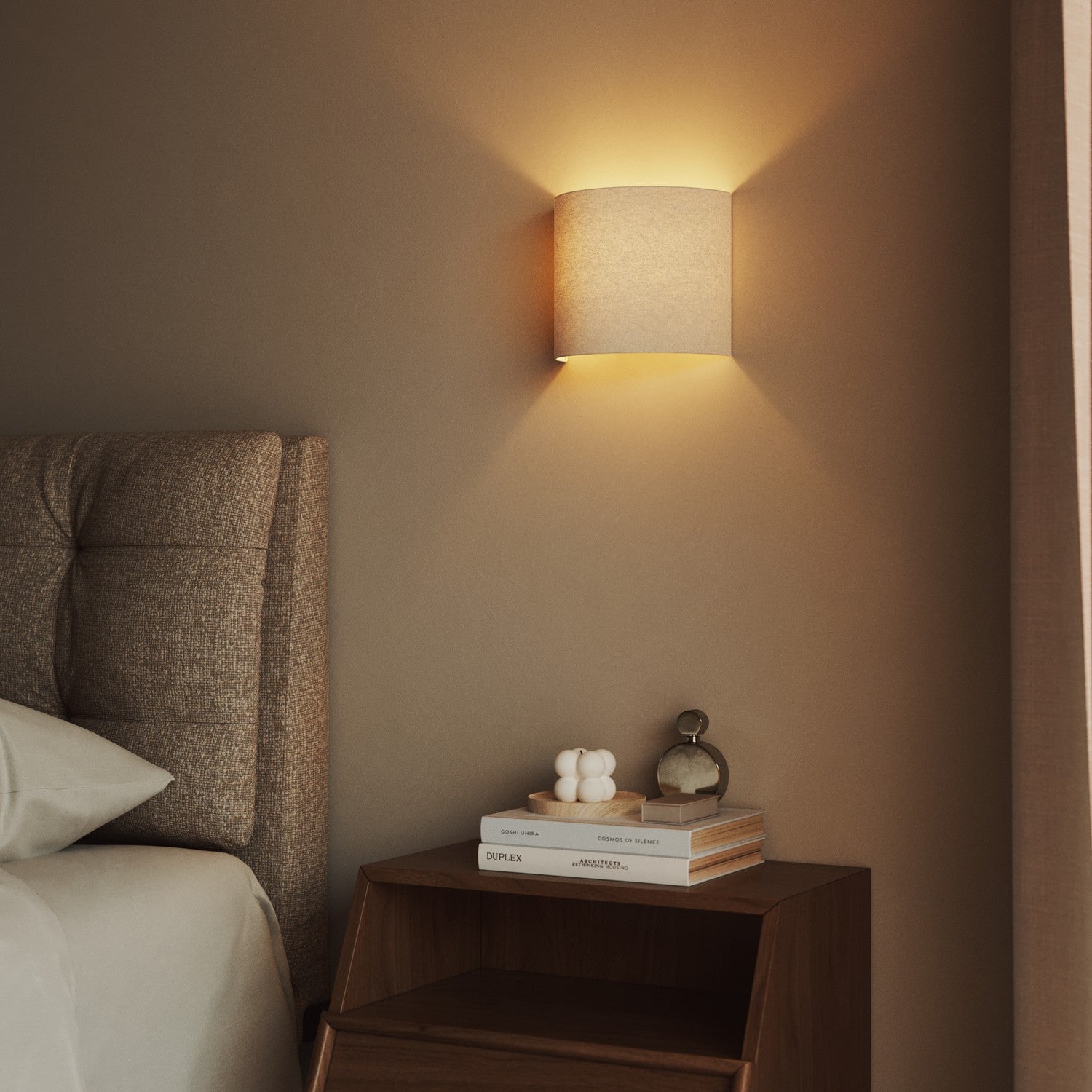 Applique Ventola con paralume in tessuto - Made in Italy - Lana Sabbia