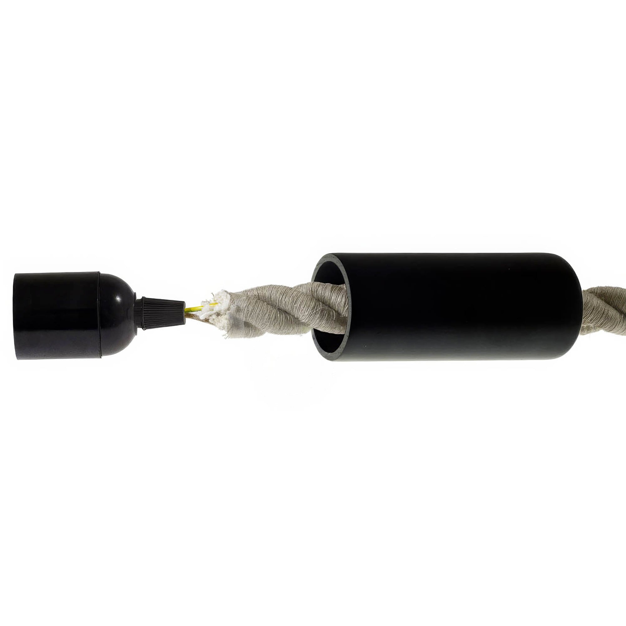 Kit portalampada E27 in legno per cordone 2XL - Nero