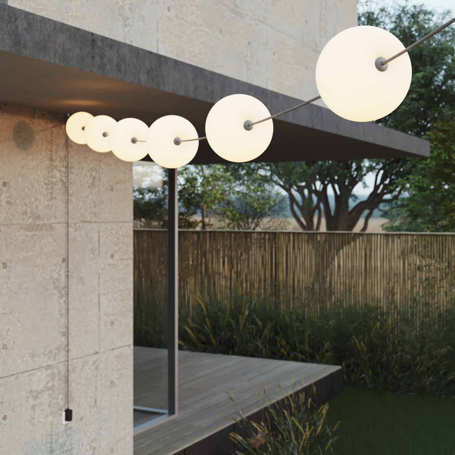 Catena luminosa 6 punti luce da esterno IP67 Grigio - Marina6 Cherry 70 cm