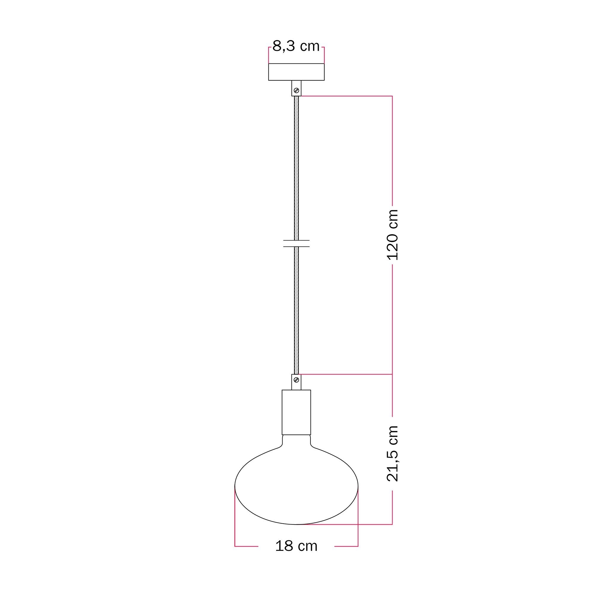 Lampada a sospensione con lampadina LED Ellipse effetto porcellana - Nero Opaco