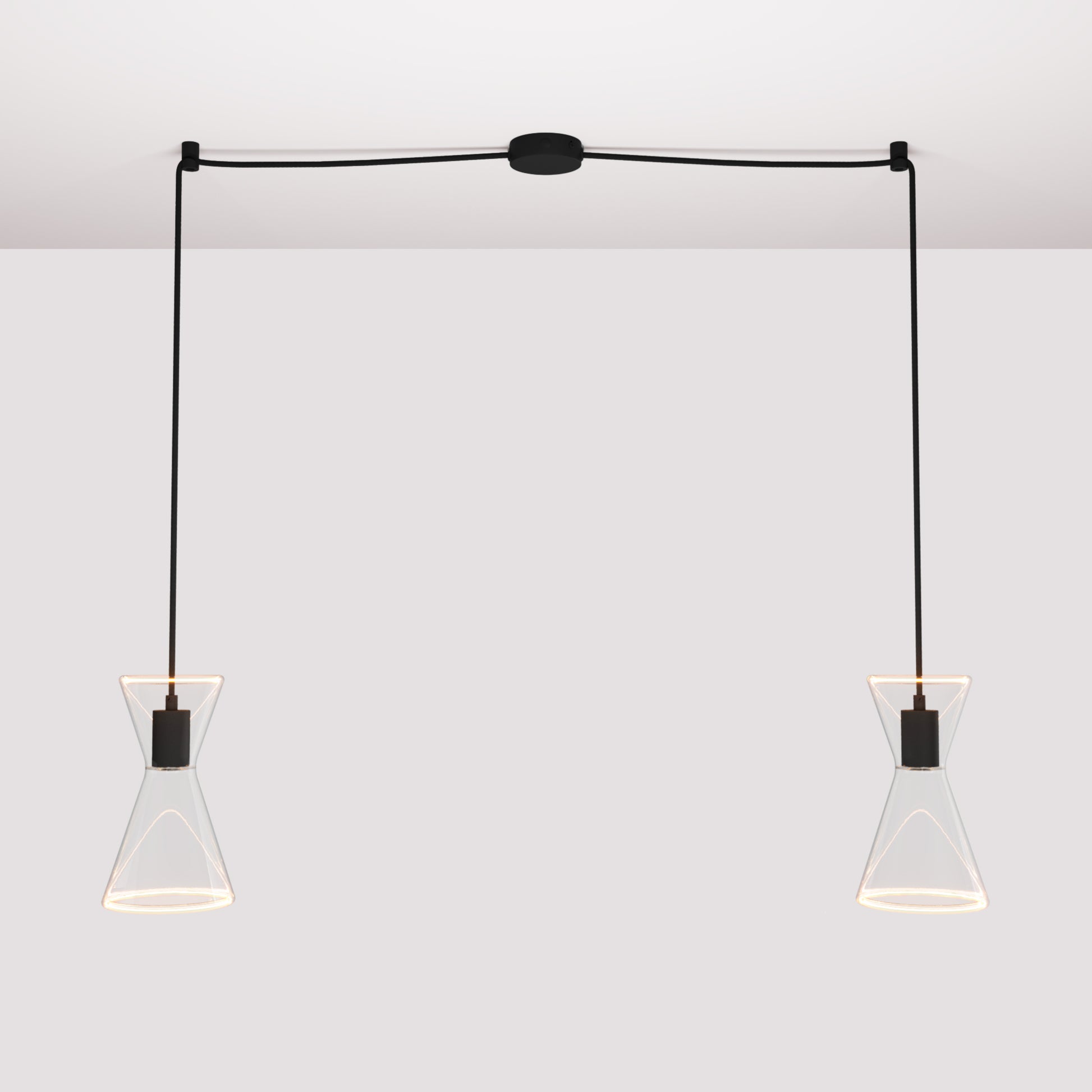 Lampada a sospensione con due cadute con Ghost Doppio cono - Nero