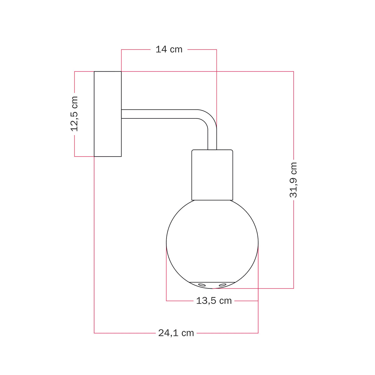 Applique da esterno Modulair IP65 con estensione a L e paralume a sfera infrangibile Unbreak-a-Ball - Nero