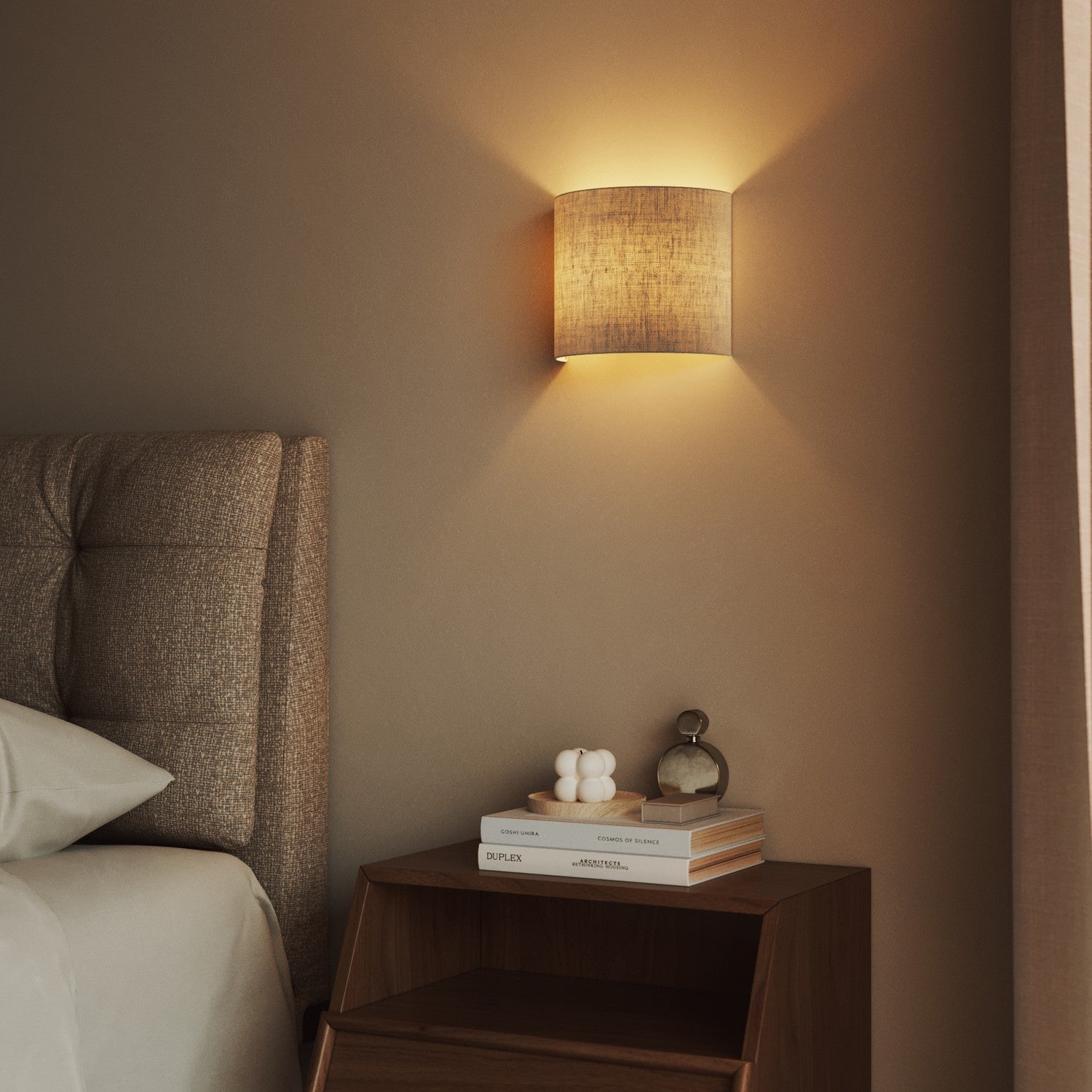 Applique Ventola con paralume in tessuto Camelot grigio chiaro - Made in Italy