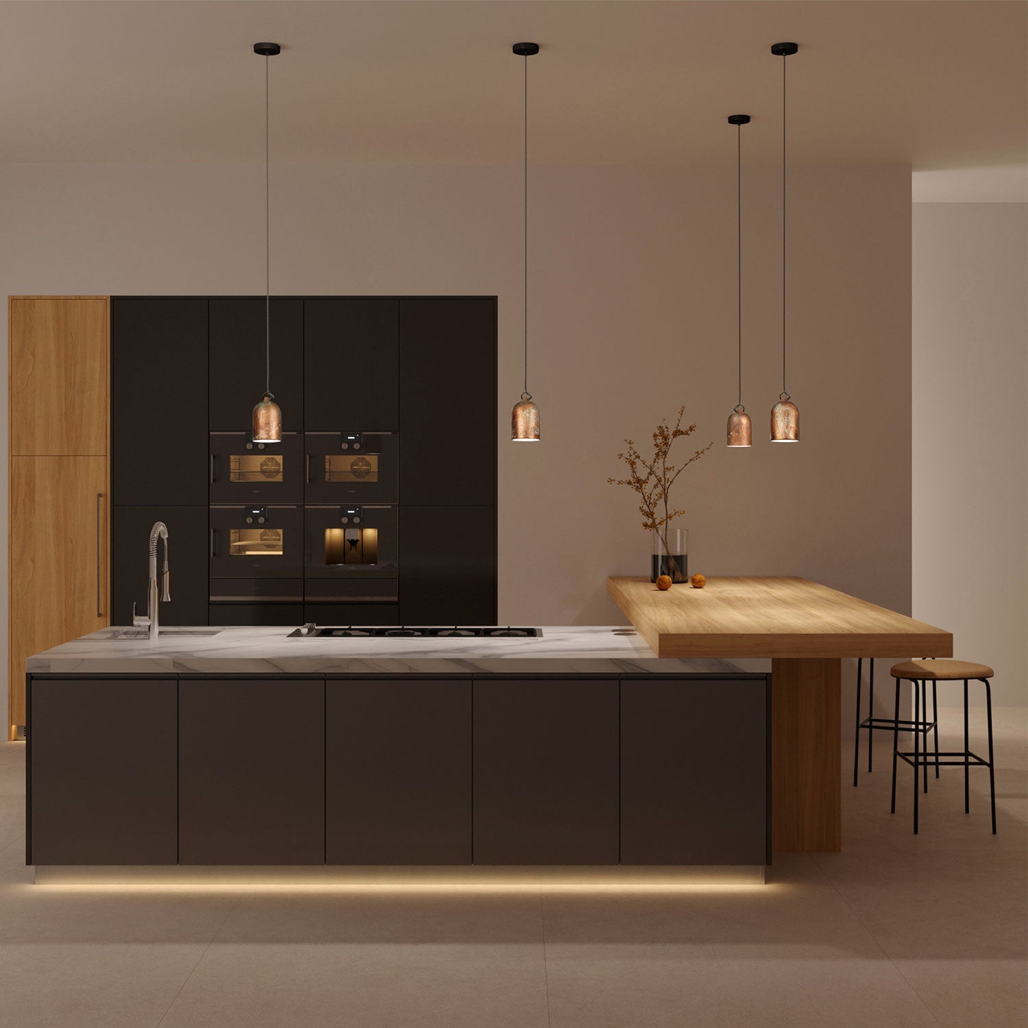 Campana Mini, paralume XS in ceramica per sospensione - Made in Italy - Effetto verde rame