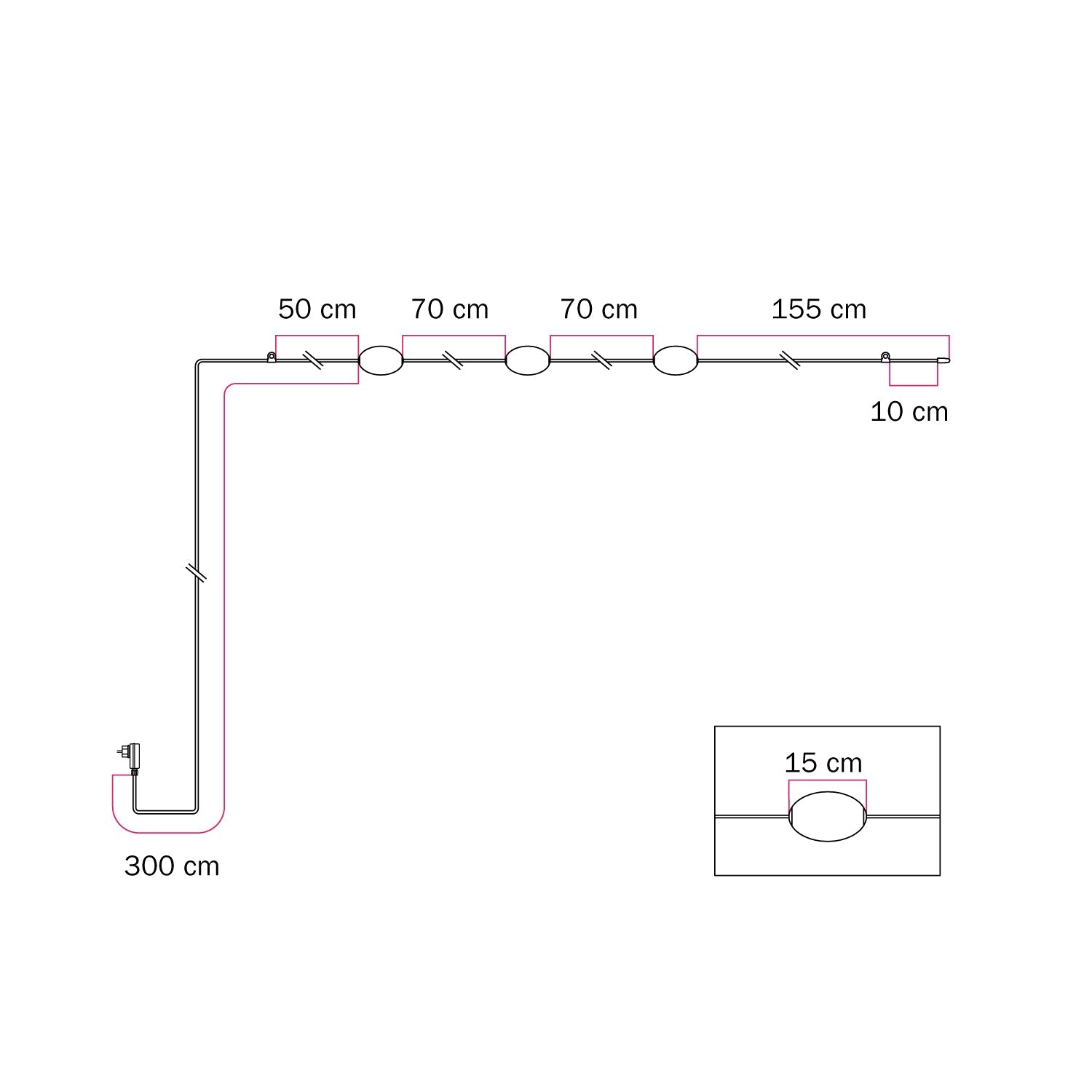 Catena luminosa 3 punti luce da esterno IP67 Desert Brown - Marina3