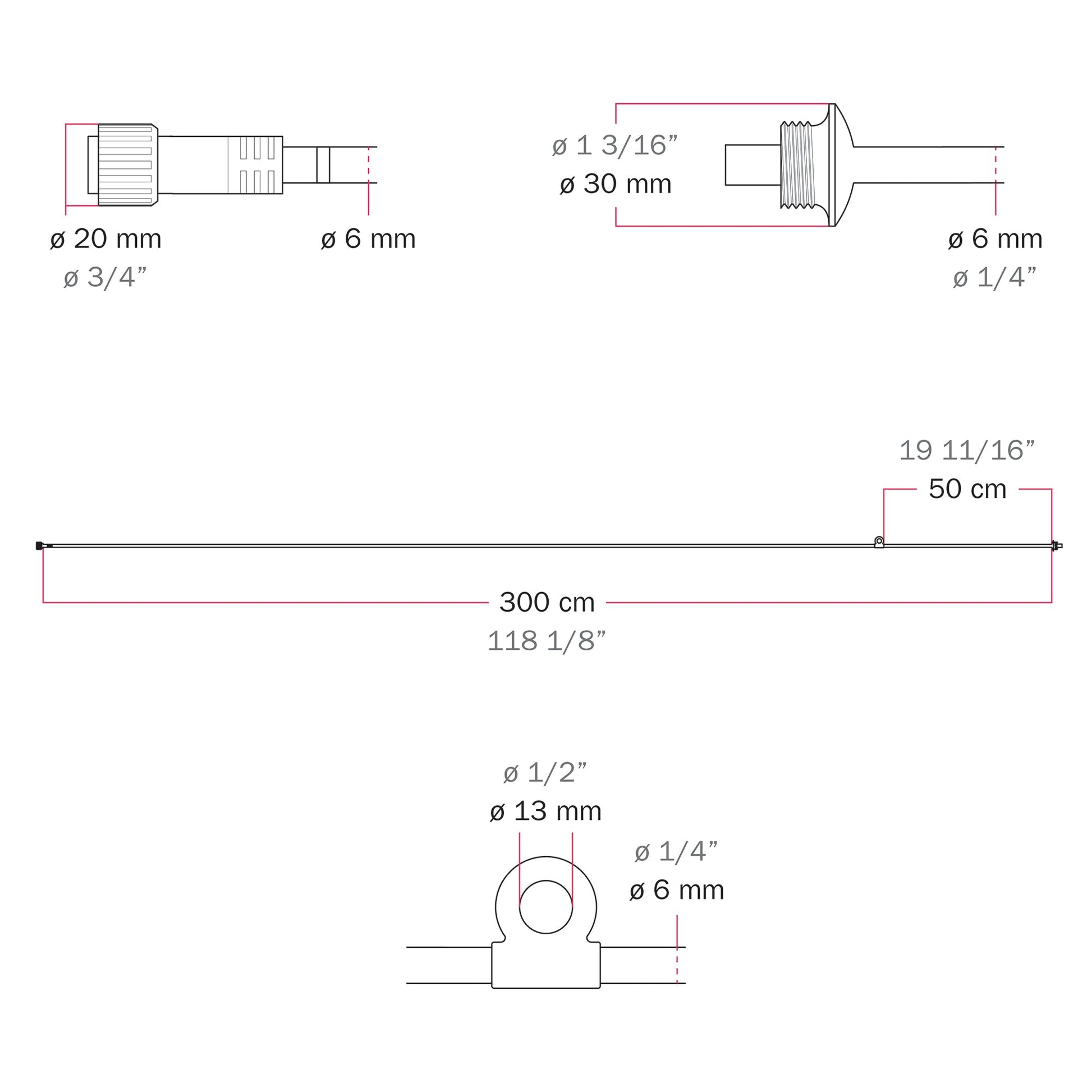 Cavo di connessione Alimentatore / Paralume - Marina - Bianco sabbia