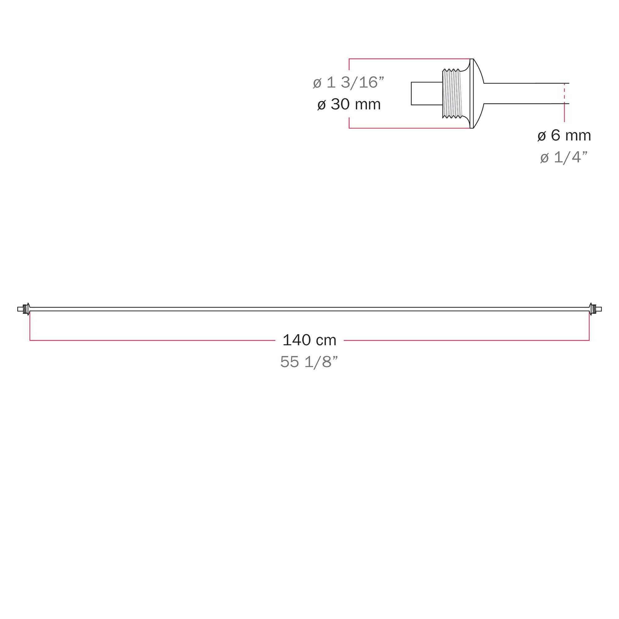 Cavo di connessione tra paralumi 70/140 cm (27 9/16" / 55 1/8") - Marina - Grigio 140 cm (55 1 8")