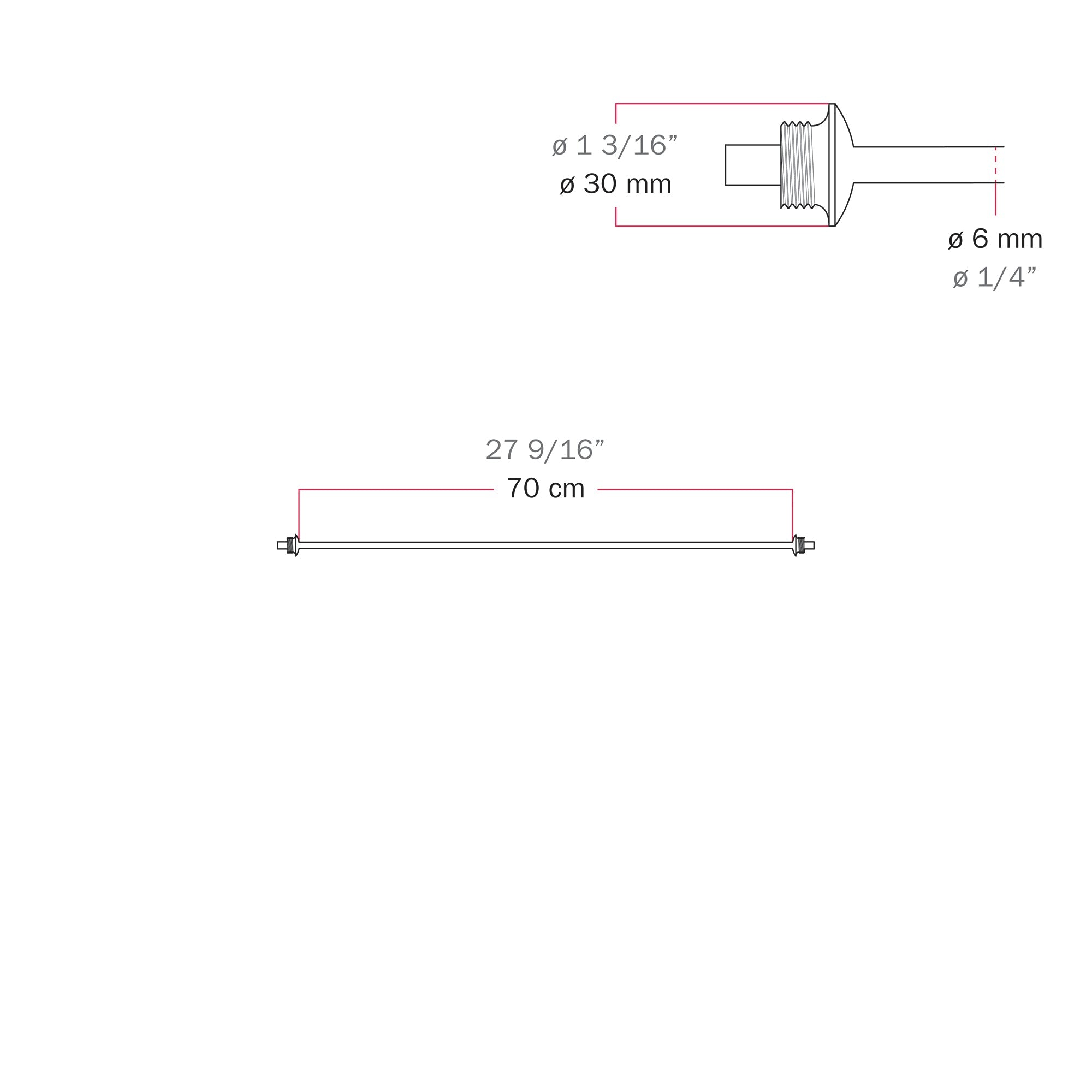 Cavo di connessione tra paralumi 70/140 cm (27 9/16" / 55 1/8") - Marina - Grigio 70 cm (27 9 16")