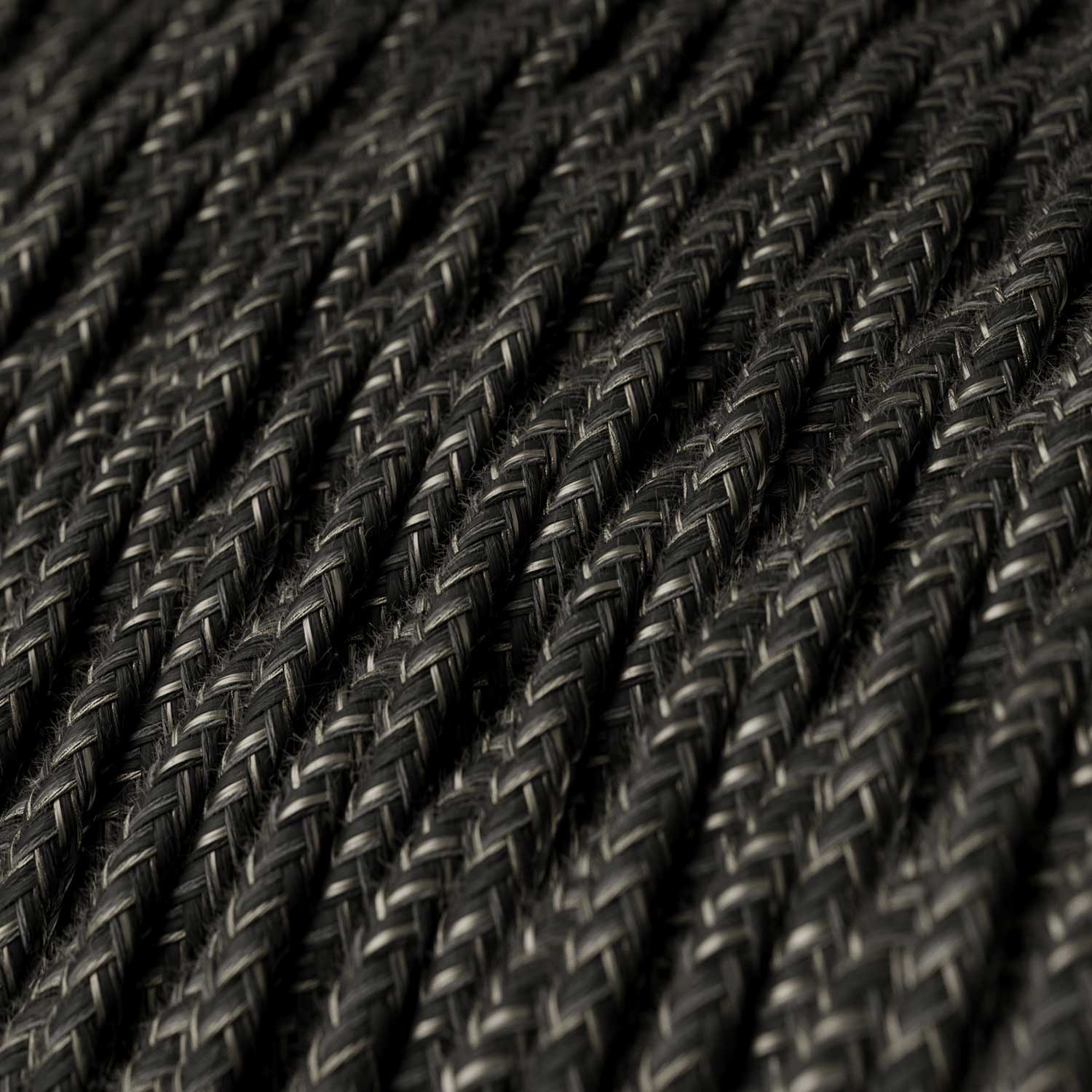 Cavo tessile trecciato in lino Grigio Antracite Melange - L'Originale Creative Cables, per lampade originali - TN03