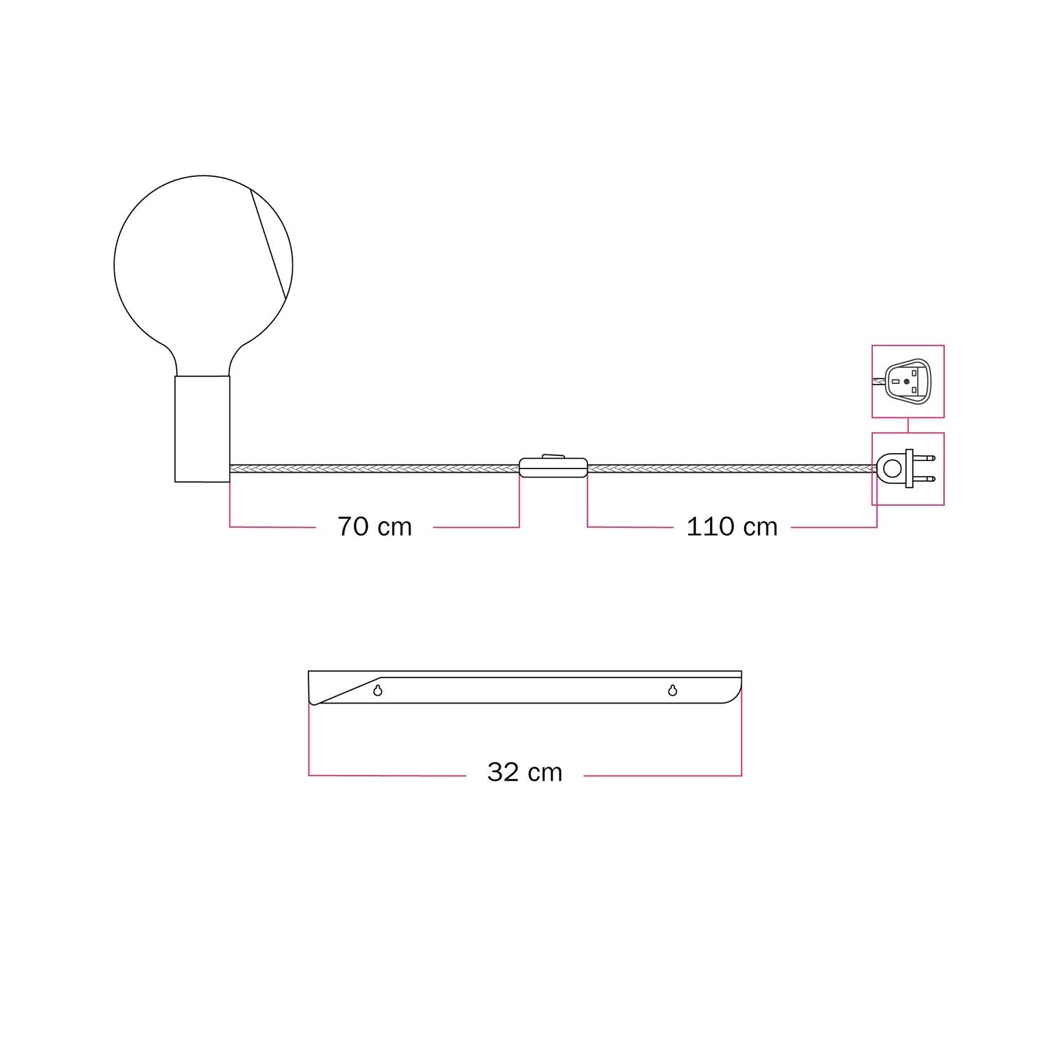 Combo Camo - Lampada con mensola - Arancione - Creative Cables