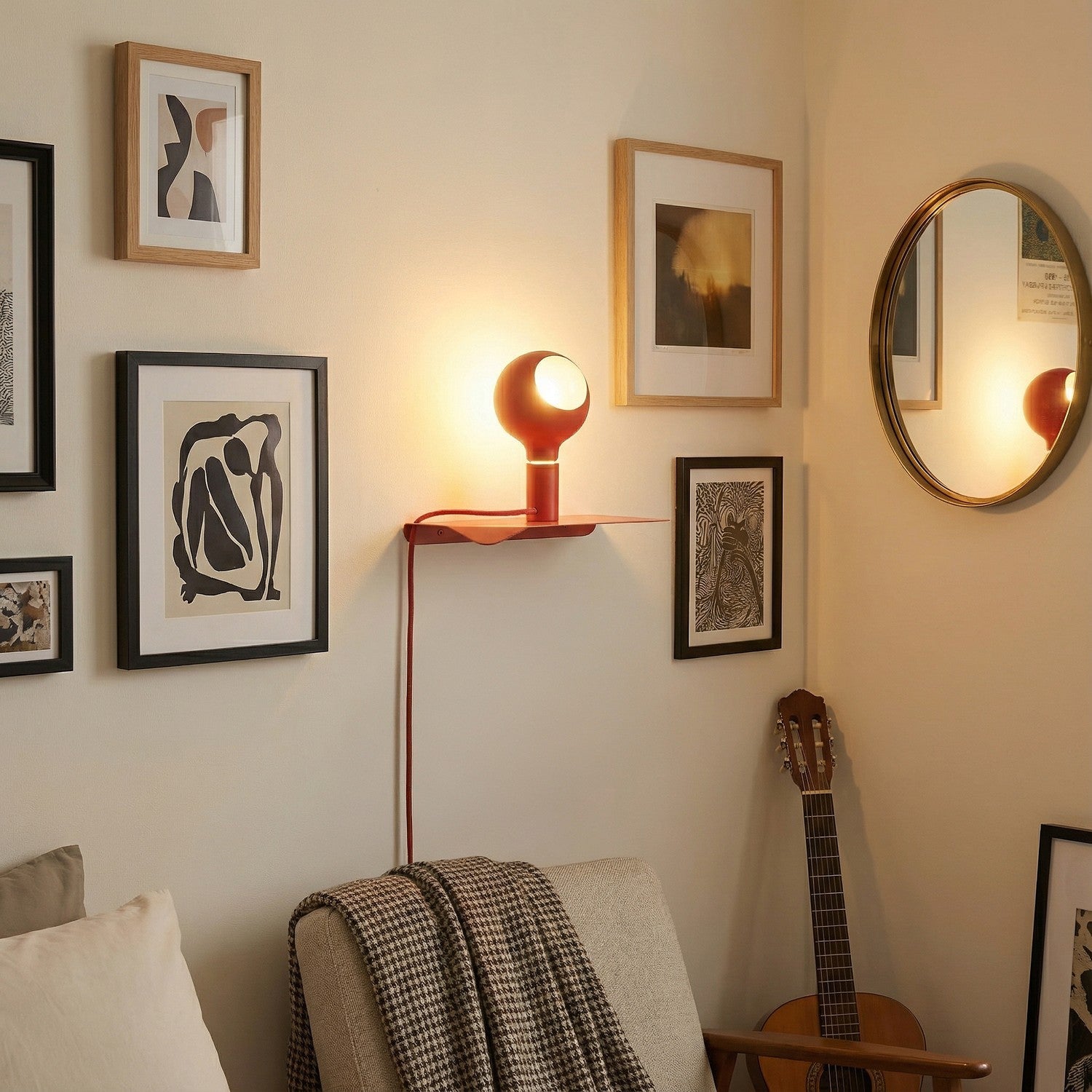 Combo Camo - Lampada con mensola - Rosso - Creative Cables