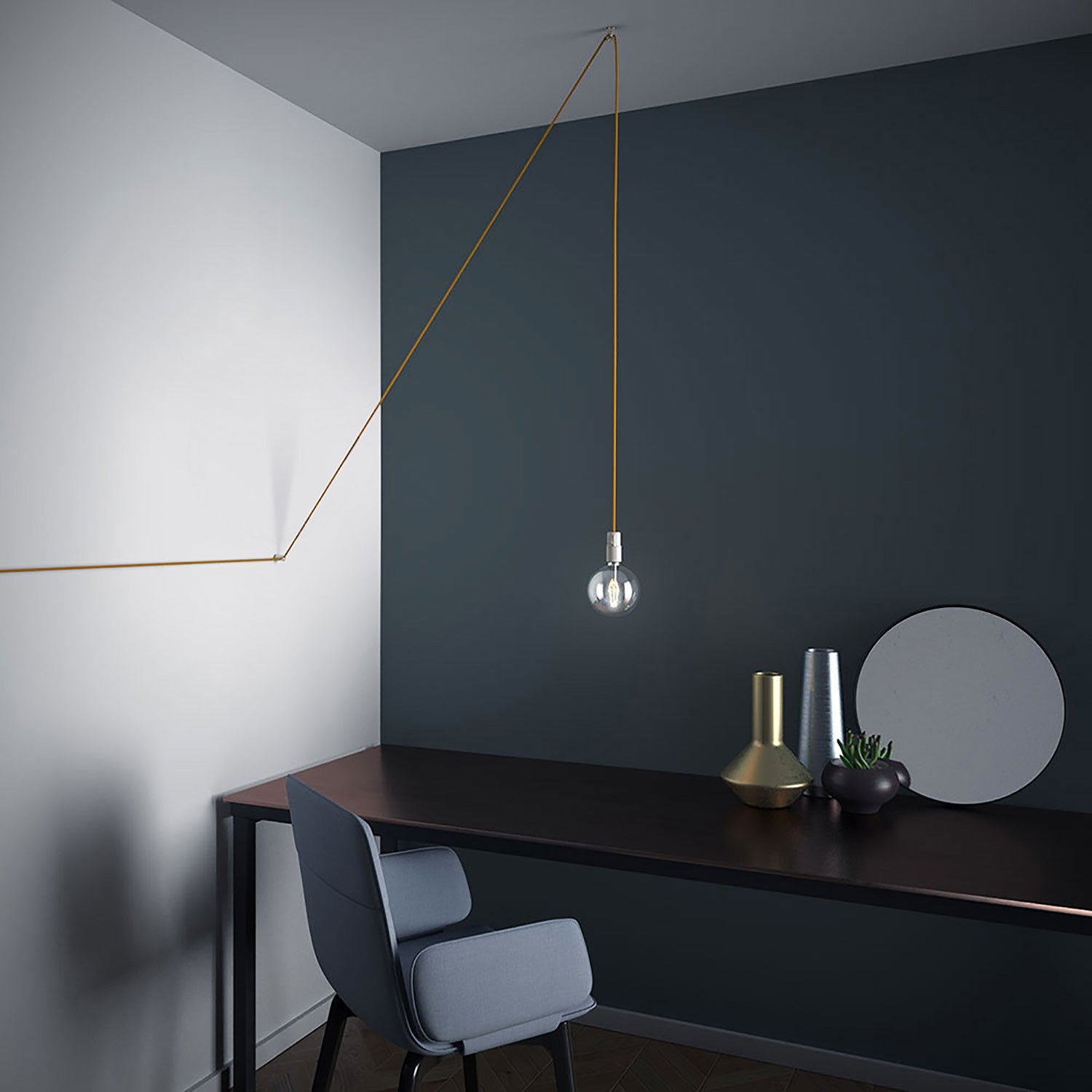 Decentratore, gancio a 'V' a soffitto o parete per cavo elettrico tessile - Trasparente