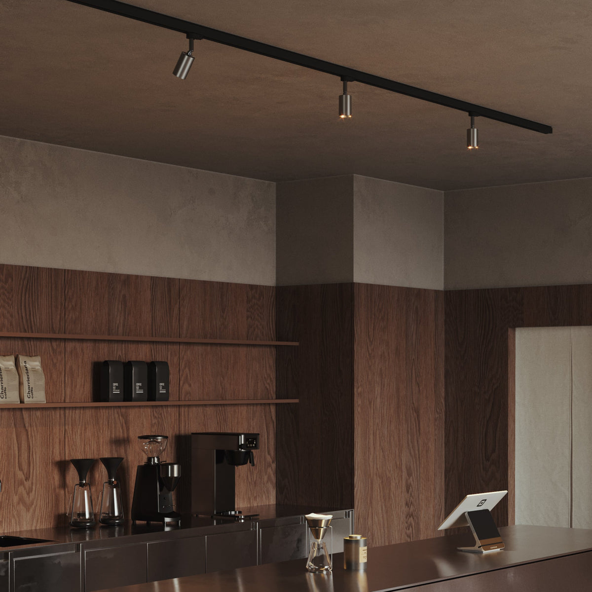 Faretto orientabile Bispot per sistema a binario - Titanio satinato - Creative Cables