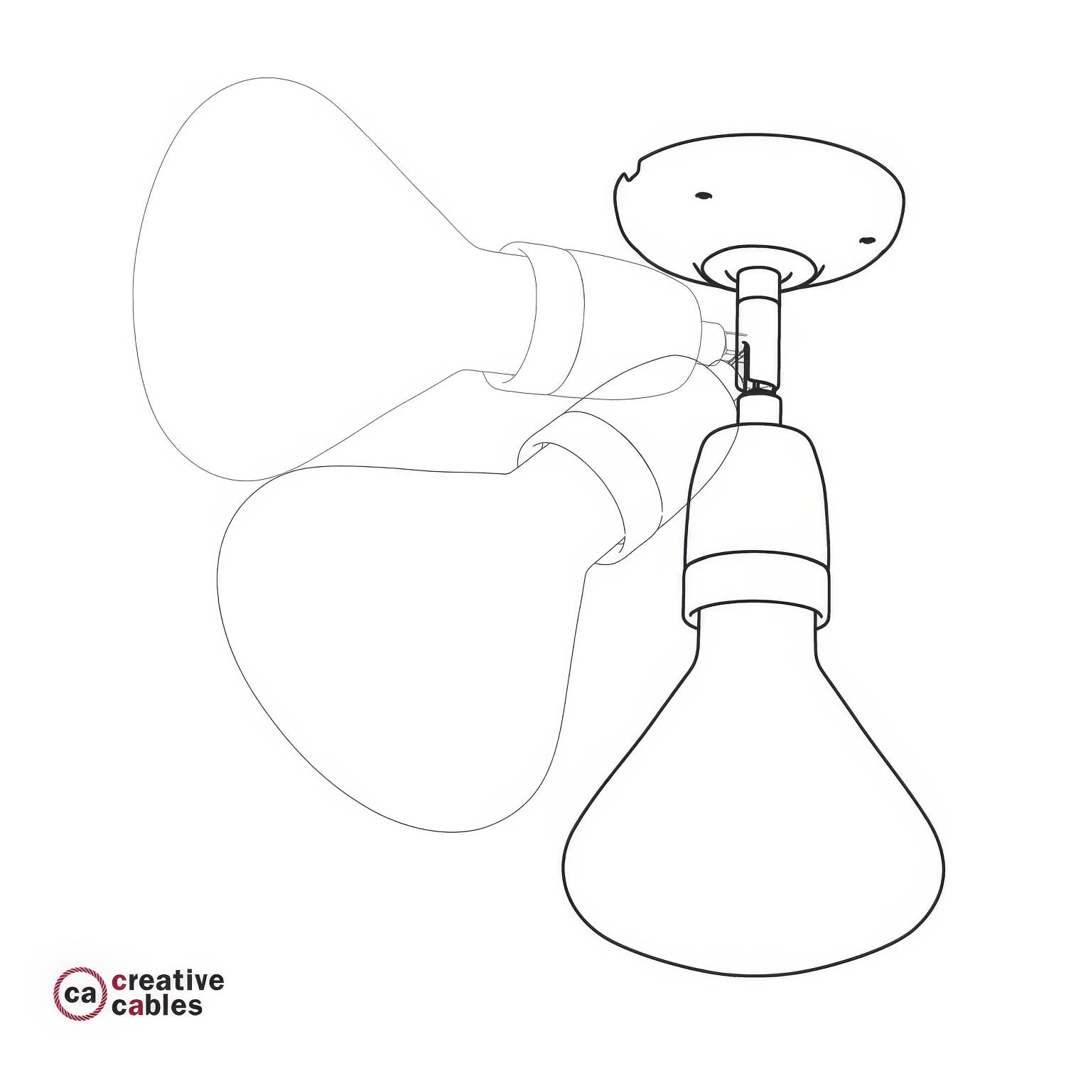 Fermaluce 90° con paralume Swing, lampada orientabile da parete o soffitto in porcellana - Nero