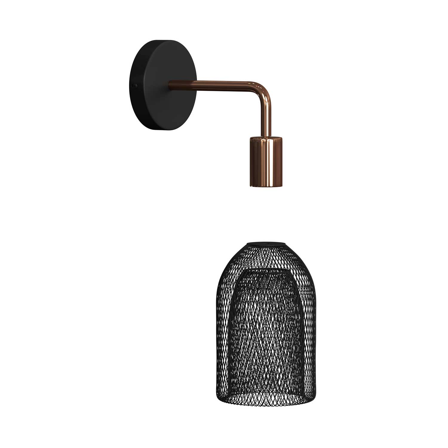Fermaluce Metal con paralume Ghostbell, lampada a muro in metallo con estensione curva - Rame