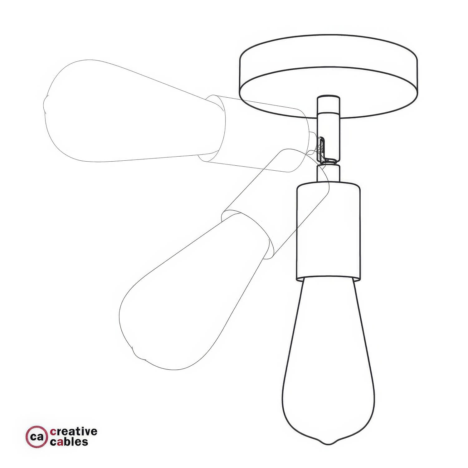Fermaluce Metallo 90°, punto luce orientabile da parete o soffitto - Rame satinato