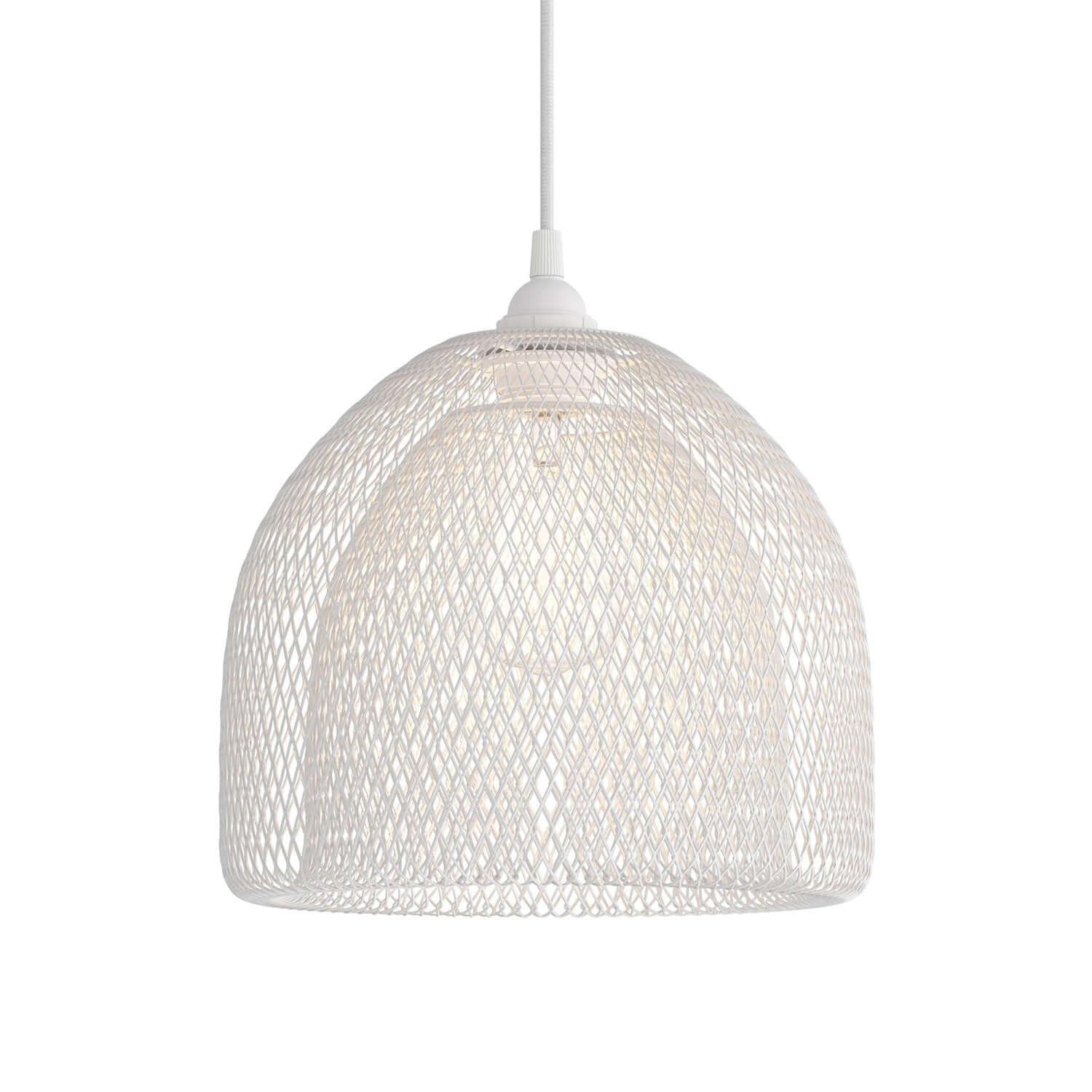 Gabbia paralume GhostBell XL in metallo con attacco E27 - Bianco