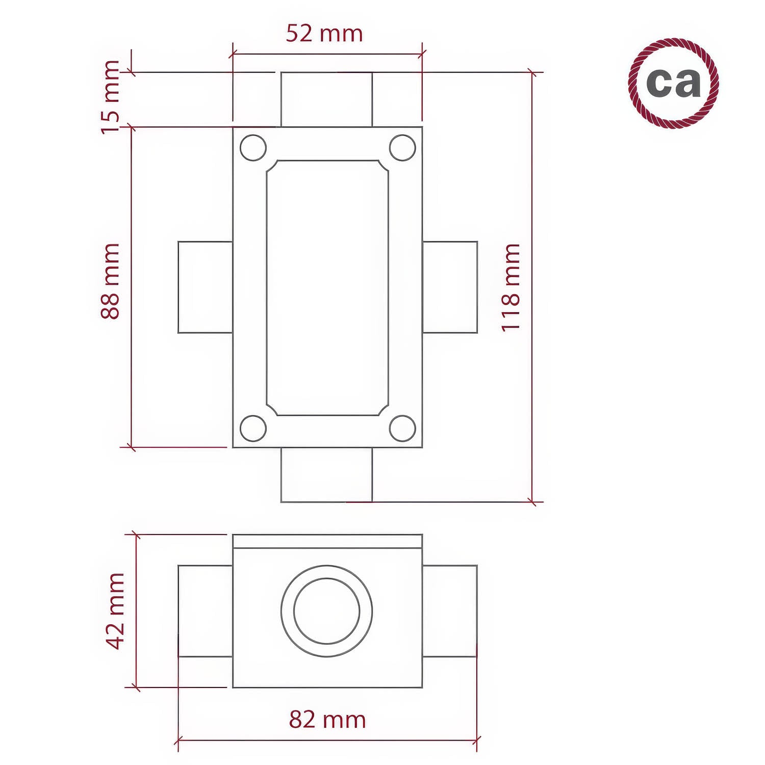Giunto di derivazione a quattro uscite con forma a X per Creative-Tube, corpo in alluminio