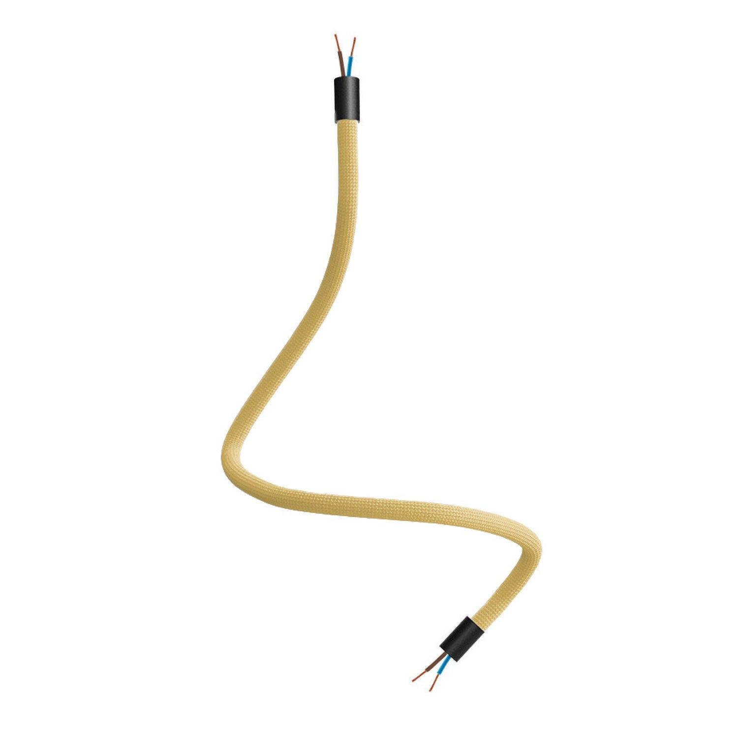 Kit Creative Flex tubo flessibile rivestito in tessuto RM79 Mostarda con terminali metallici Nero 60 cm