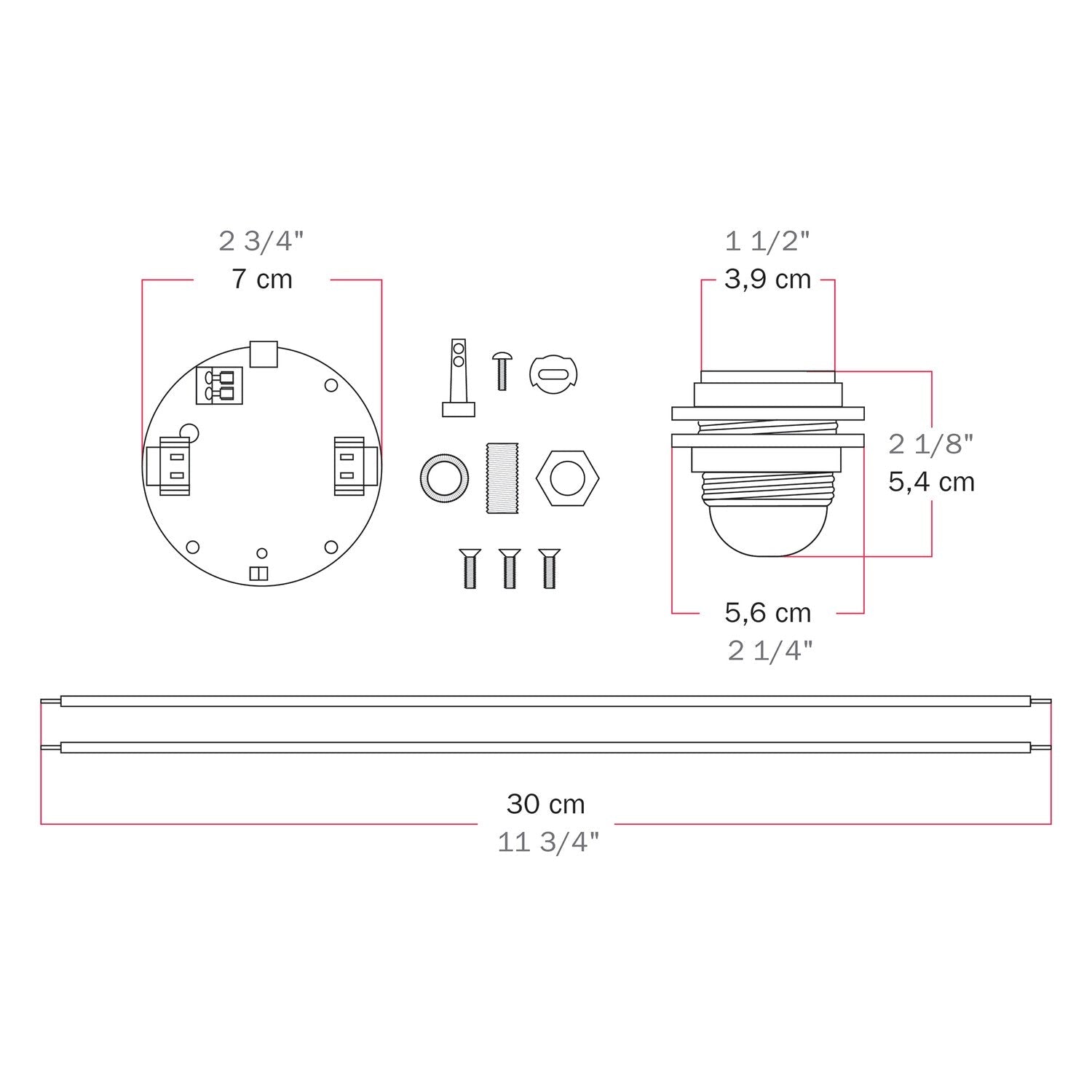 Kit elettronico per lampade a batteria 5V USB-C con portalampada E27 filettato - Nero