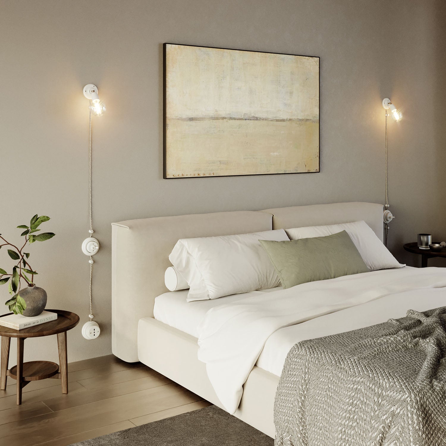 Kit interruttore/deviatore con dado a farfalla e base in porcellana bianca Nero