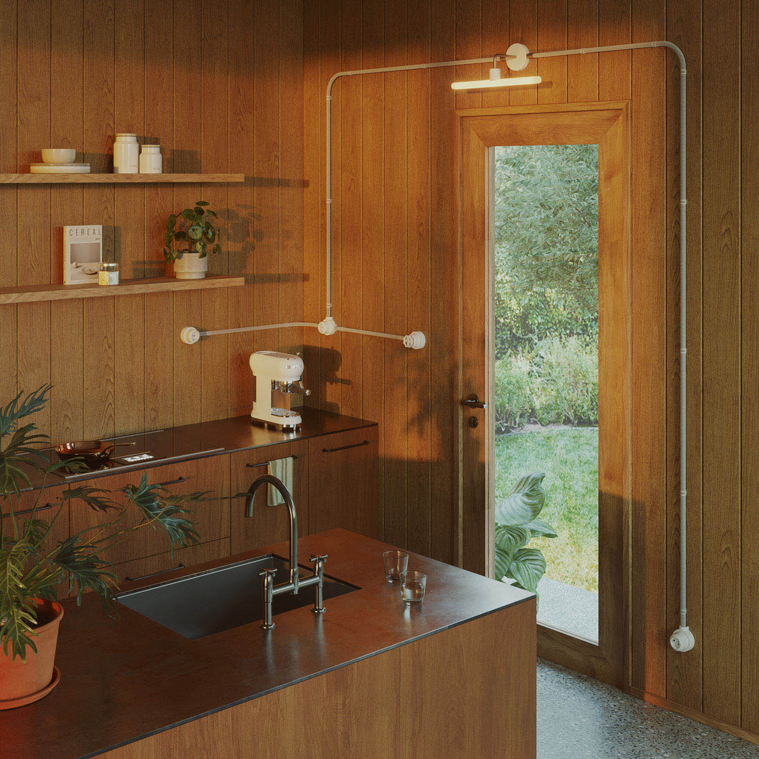 Kit interruttore/deviatore con dado a farfalla e base per Creative-Tubes in porcellana bianca Nero 3