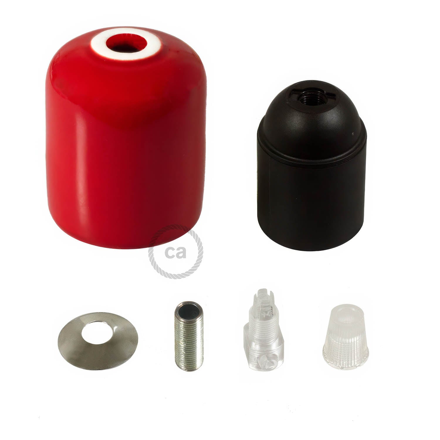 Kit portalampada E27 in ceramica - Rosso