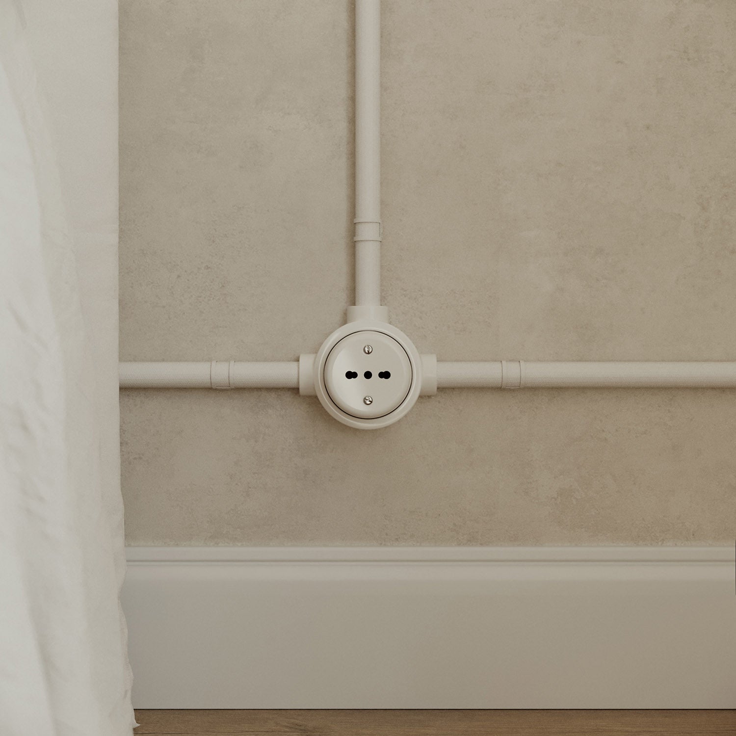 Kit presa bipasso italiana 10/16A da parete e base per Creative-Tubes in porcellana - Bianco 3