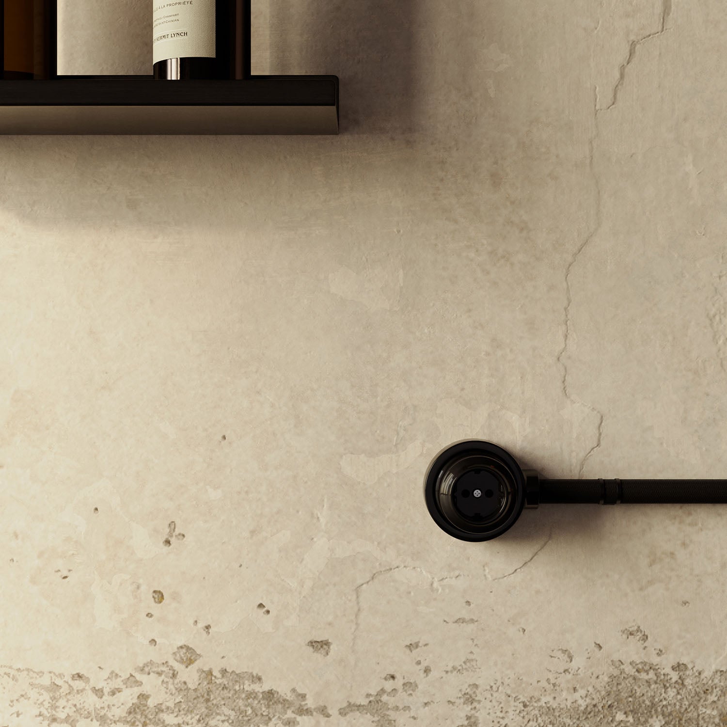 Kit presa Schuko da parete e base per Creative-Tubes in porcellana - Nero 1