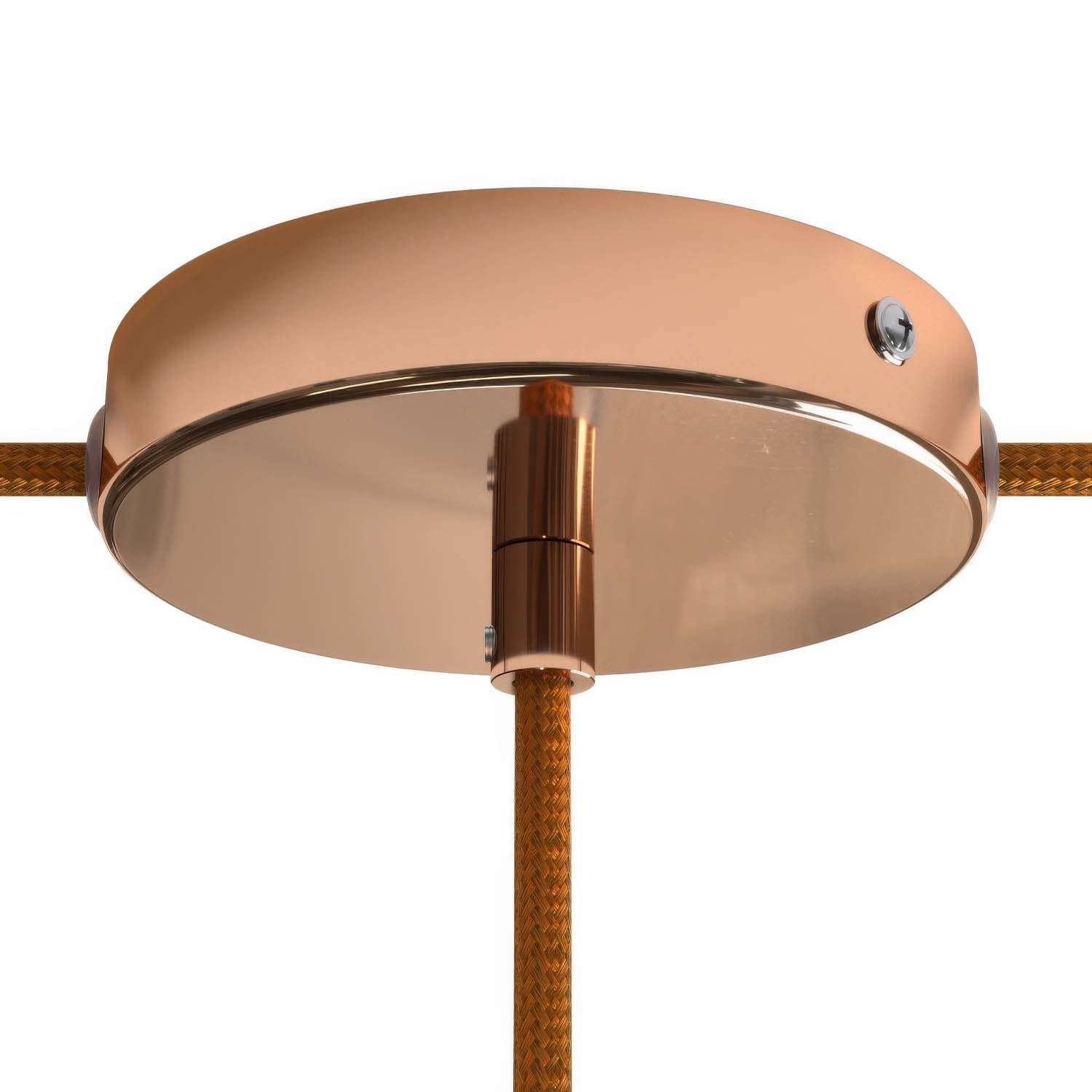 Kit rosone cilindrico in metallo a 1 foro centrale e 2 fori laterali - Rame Cilindrico