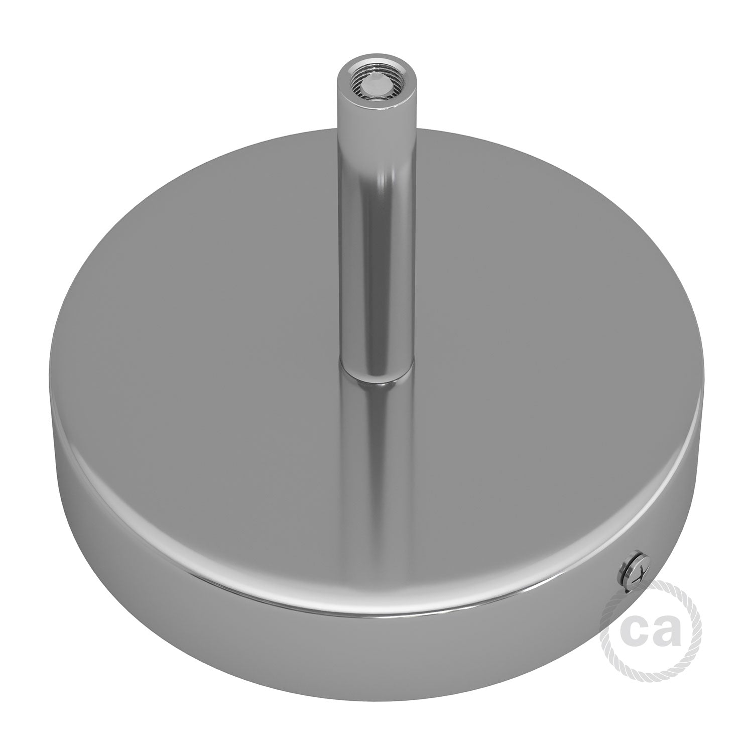 Kit rosone cilindrico in metallo con serracavo da 7 cm - Cromo