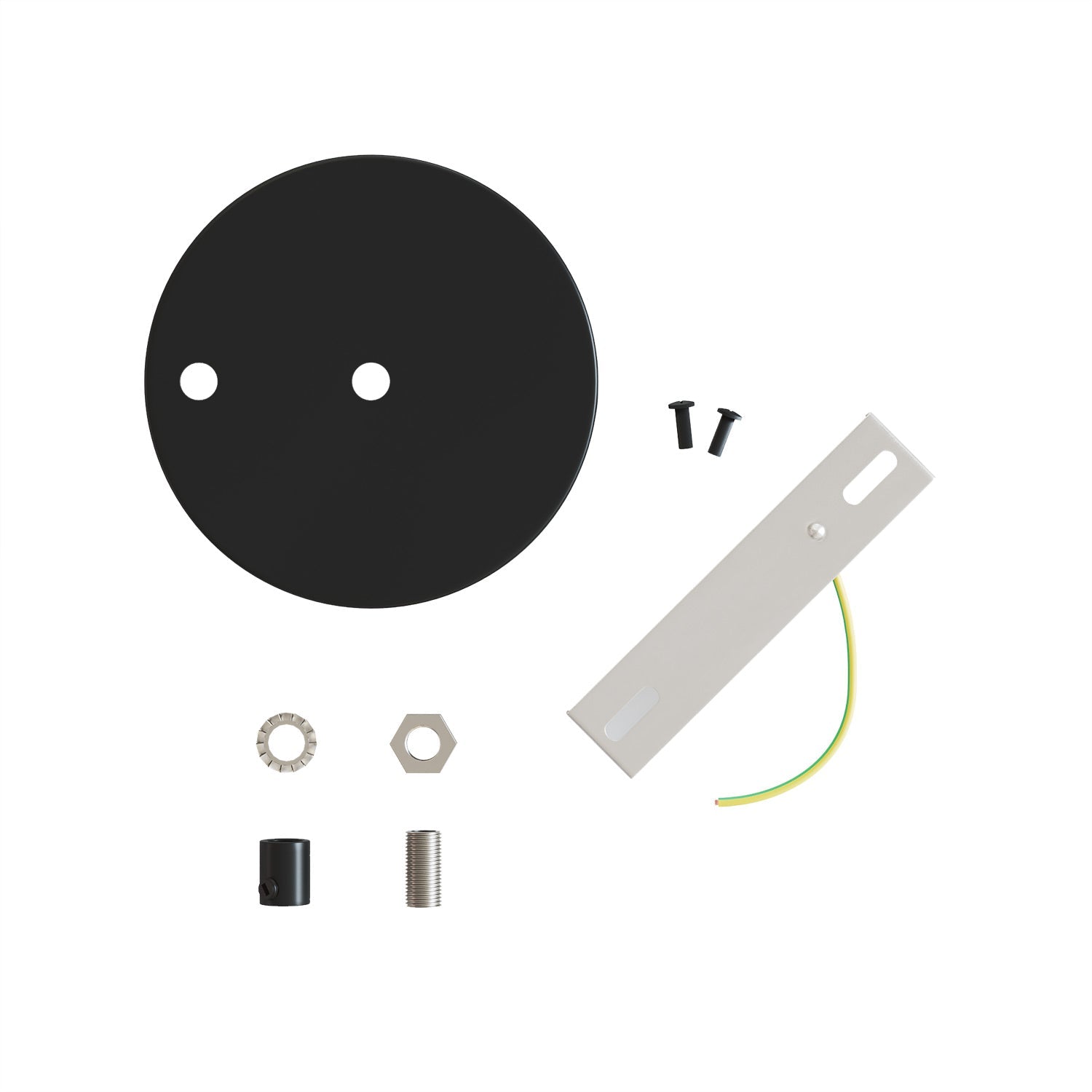Kit rosone cilindrico in metallo Ø 120 mm a 2 fori centrali e decentrati - Nero Opaco