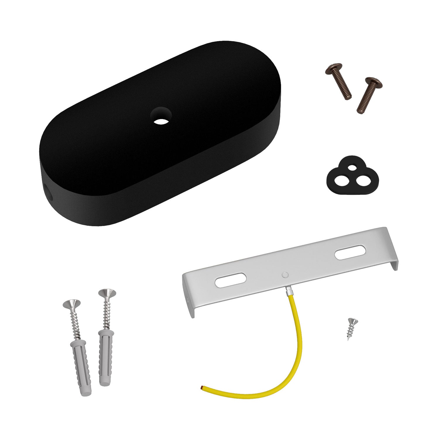 Kit rosone in legno ovale - Nero