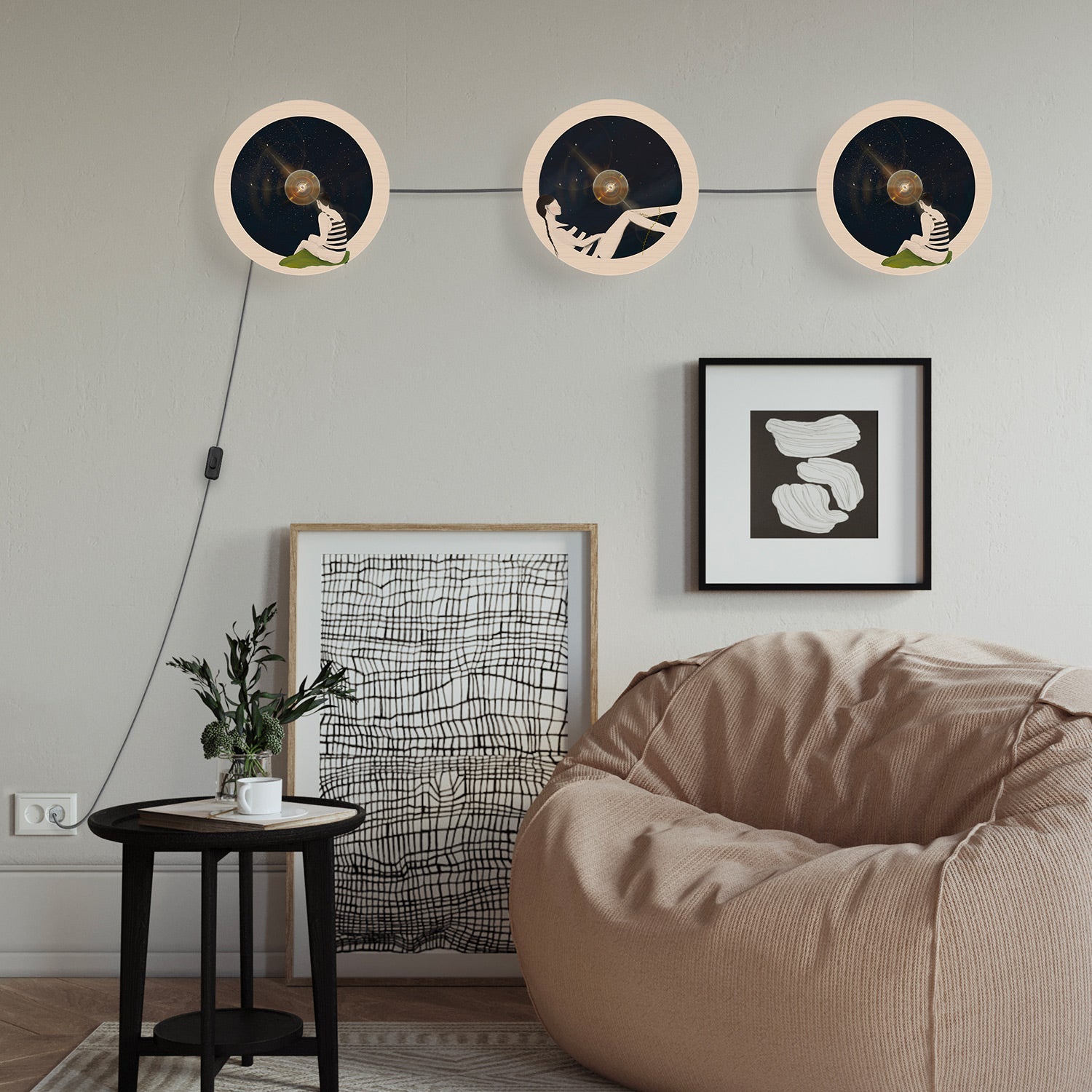 Kit Spostaluce con portalampada E27 per paralume - Nero