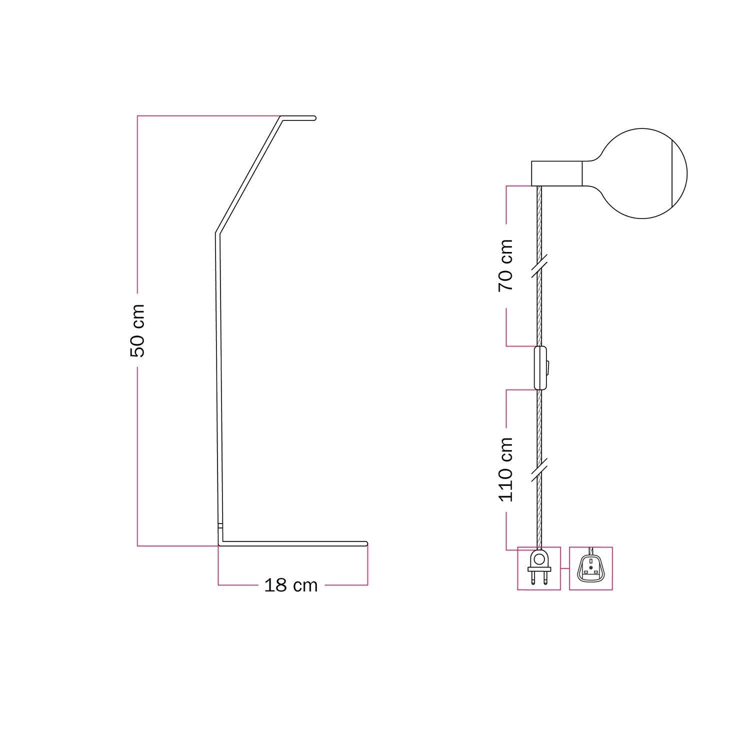 Koso Lucia - Lampada da tavolo con spina UK - Rosso