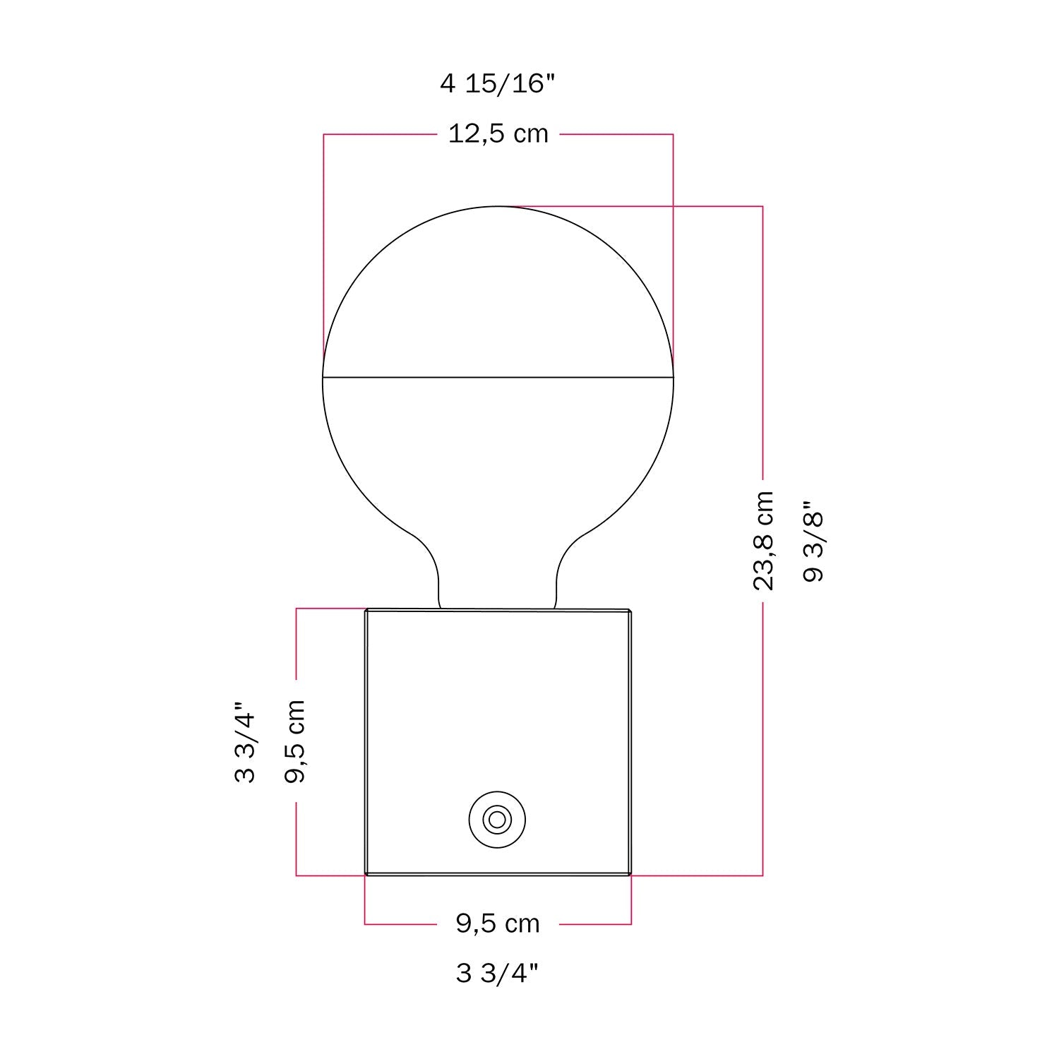 Lampada a batteria Cabless03 "Fai ammodino" con lampadina globo mezza sfera argento - Tuttapolpa