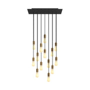 Lampada a sospensione a 14 cadute con XXL Rose-One rettangolare 675 mm con finiture in metallo - Nero opaco