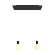 Lampada a sospensione a 2 cadute con XXL Rose-One rettangolare 675 mm con finiture in metallo - Nero opaco